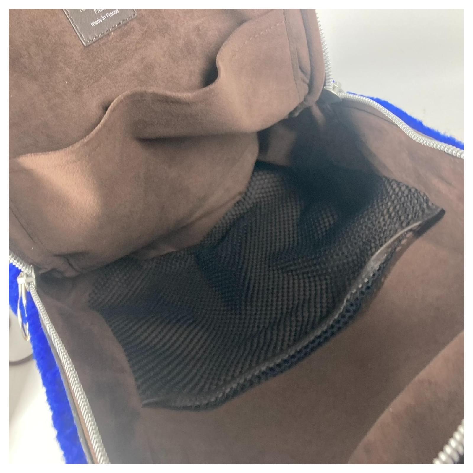 Louis Vuitton Monogram Marc Newson Collaboration Backpack Brown Blue Leather Patent leather Cloth  ref.2106970