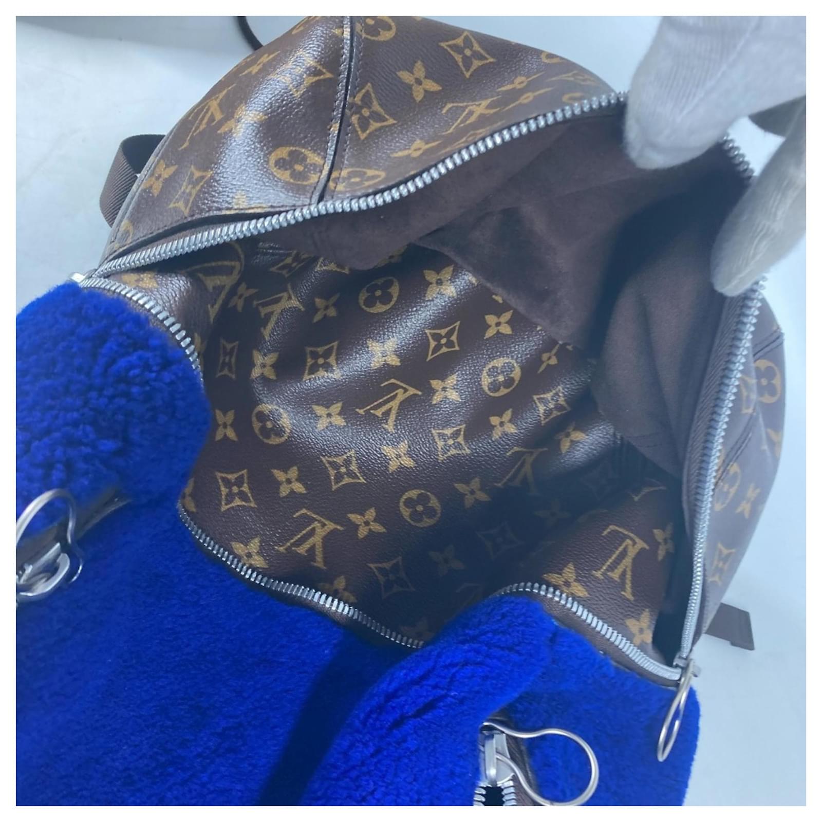 Louis Vuitton Monogram Marc Newson Collaboration Backpack Brown Blue Leather Patent leather Cloth  ref.2106970