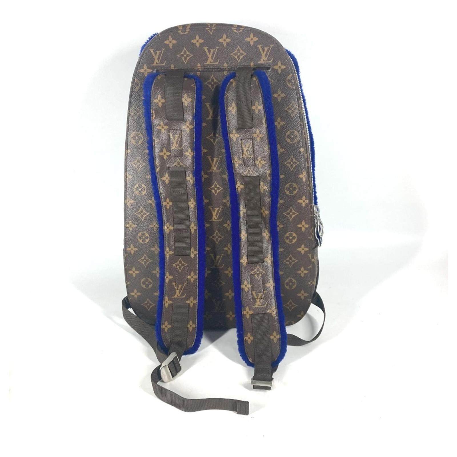 Louis Vuitton Monogram Marc Newson Collaboration Backpack Brown Blue Leather Patent leather Cloth  ref.2106970