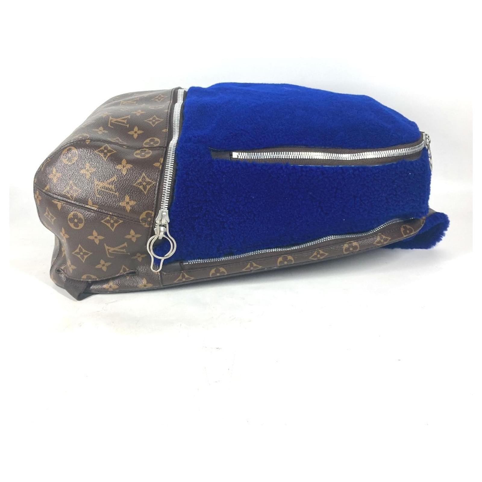 Louis Vuitton Monogram Marc Newson Collaboration Backpack Brown Blue Leather Patent leather Cloth  ref.2106970