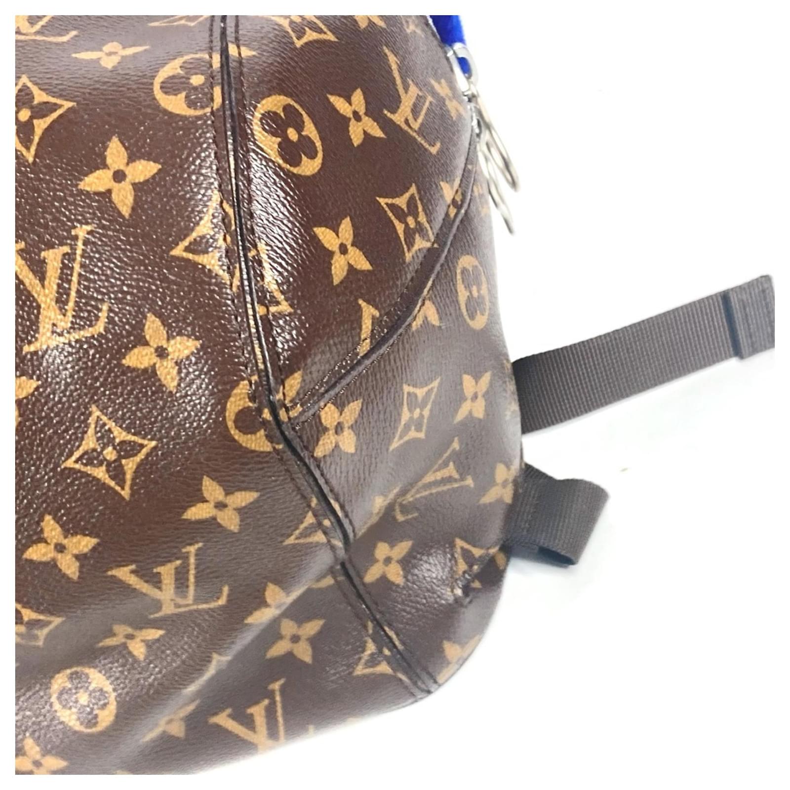 Louis Vuitton Monogram Marc Newson Collaboration Backpack Brown Blue Leather Patent leather Cloth  ref.2106970