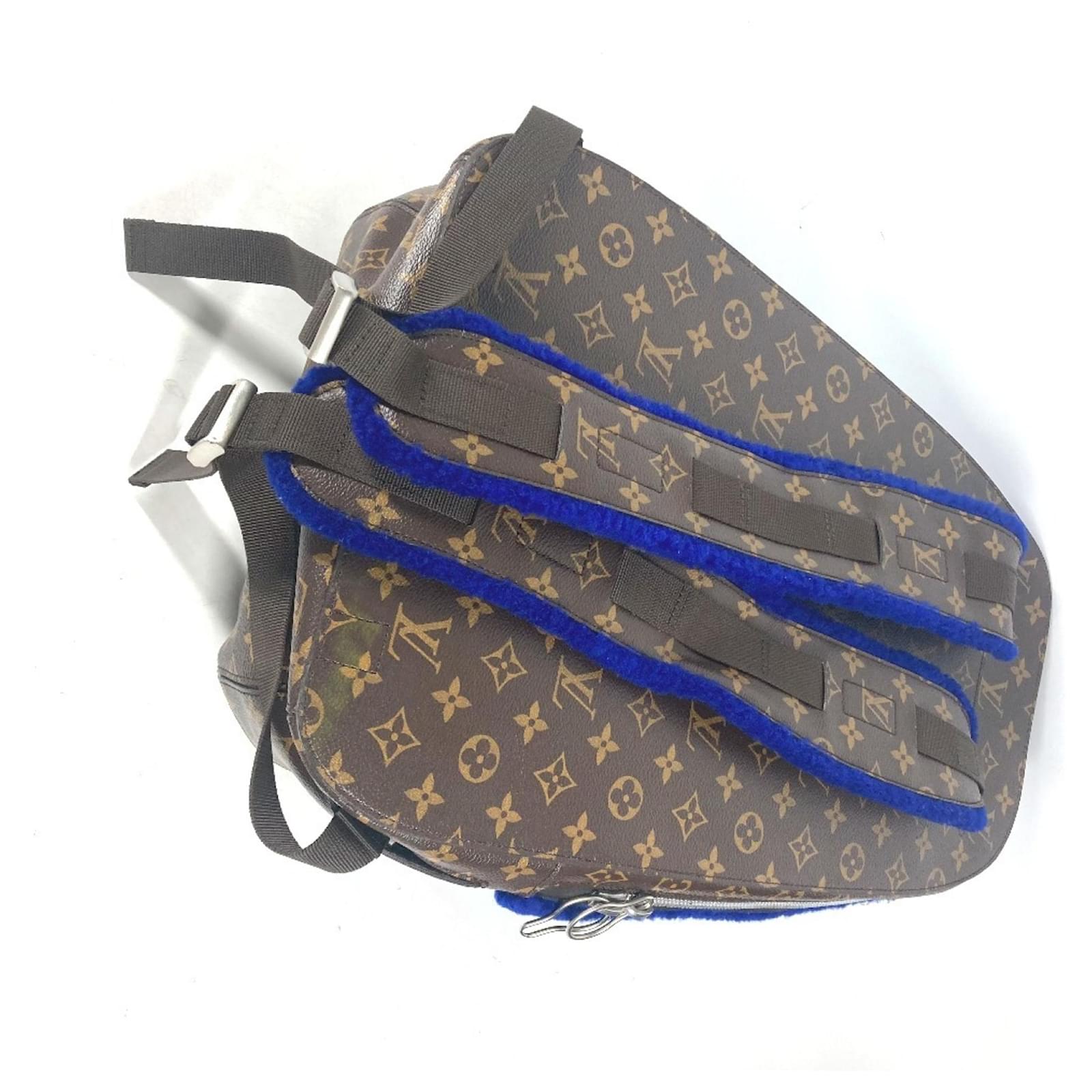 Louis Vuitton Monogram Marc Newson Collaboration Backpack Brown Blue Leather Patent leather Cloth  ref.2106970