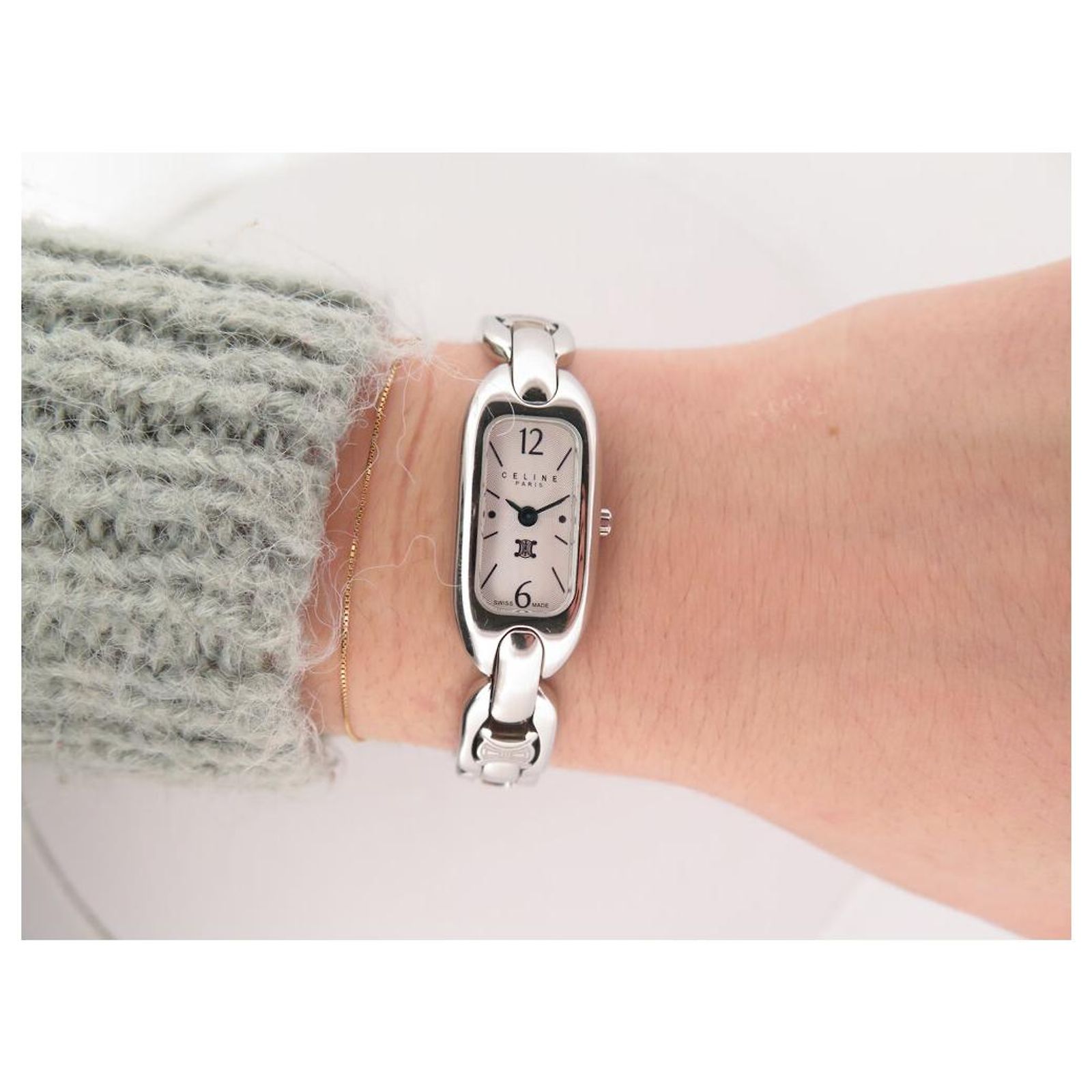 Céline NEW CELINE MACADAM TRIOMPHE 35 MM CLASSIC QUARTZ PALLADIUM 