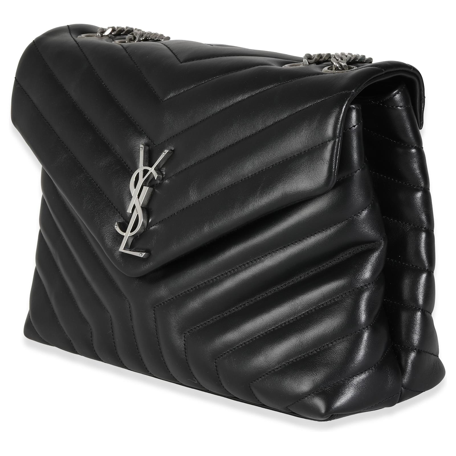 Saint Laurent Schwarze Kalbsleder Mittel Loulou Ketten Tasche ref