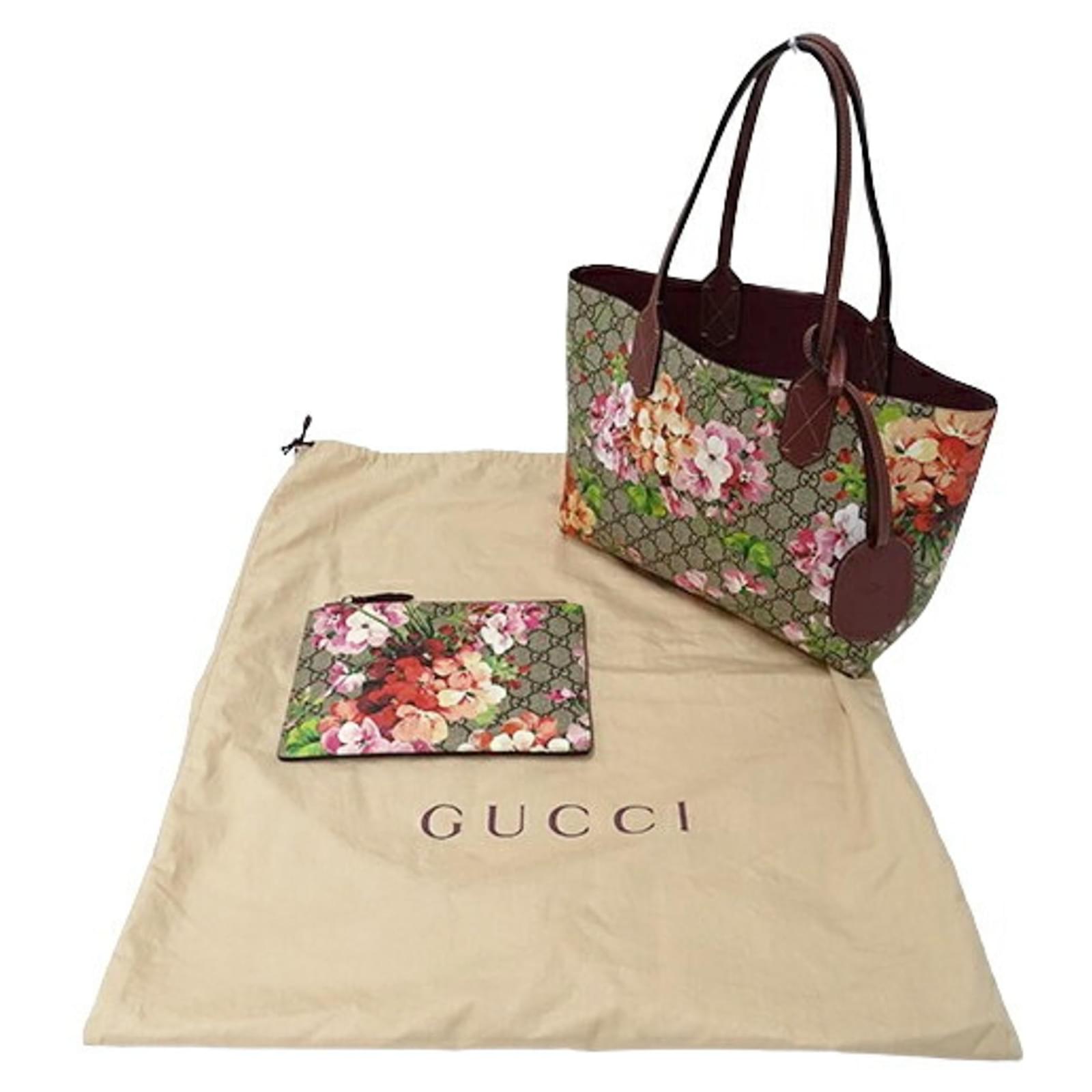 Gucci Women's Tote Bag in GG Blooms Supreme Pink Beige Cloth ref