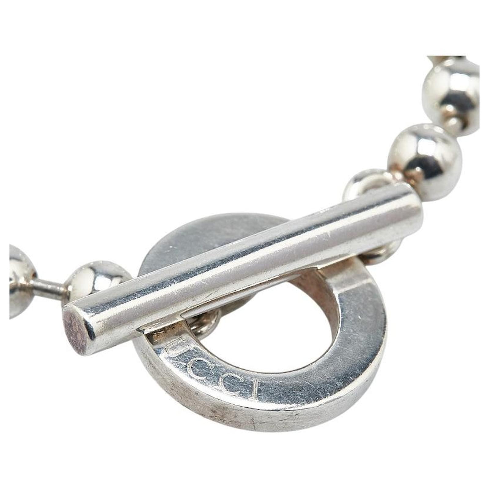 Gucci Silver Ball Chain Bracelet Silvery Metallic Metal ref