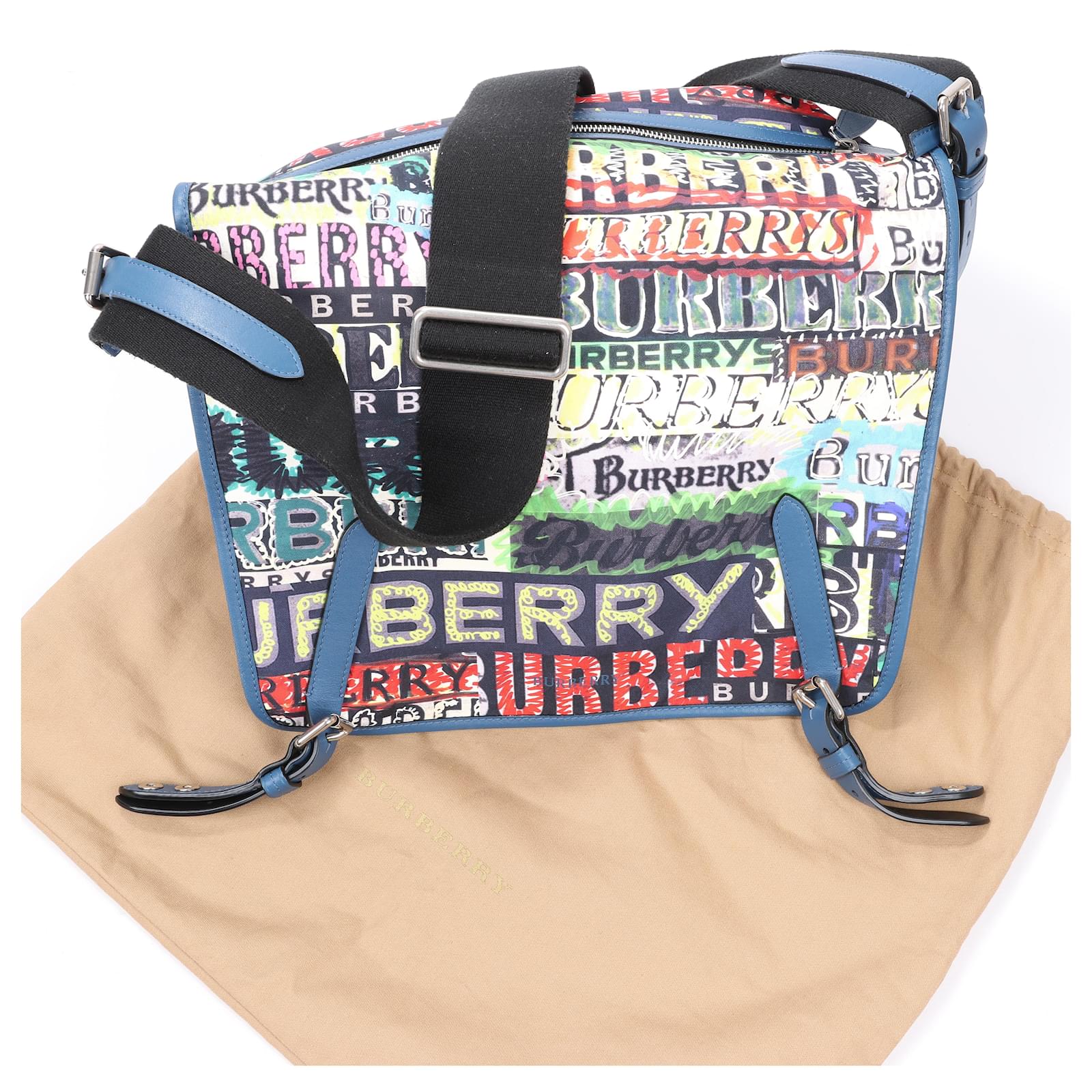 Burberry Graffiti Logo Printed Messenger Bag Multicolor Multiple