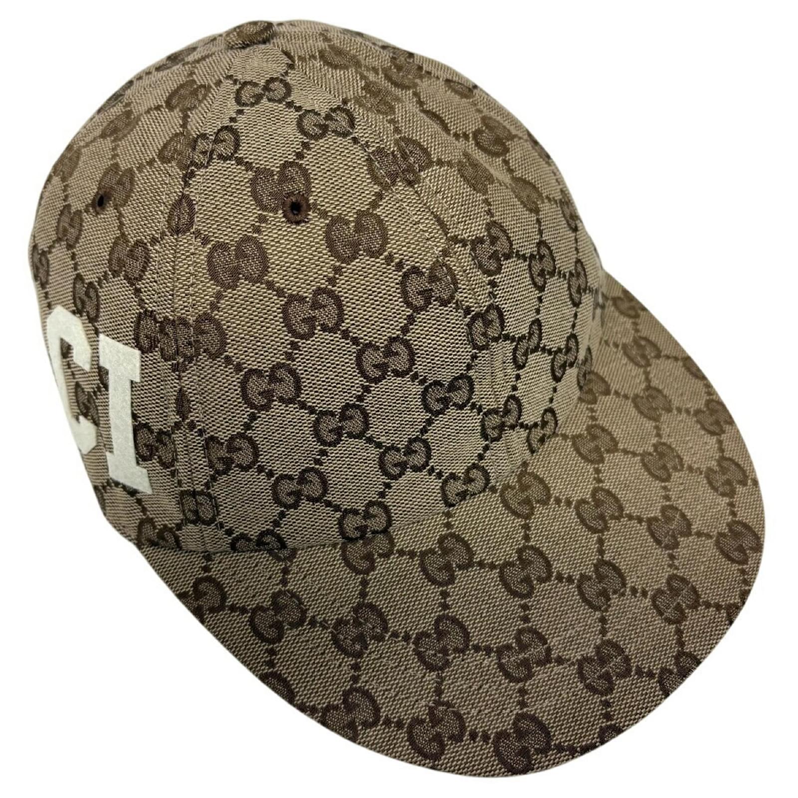 グッチ GUCCI キャップ GGキャンバス 25 751400 ブラウン Gucci 751400 25 GG Canvas Cap Brown Cloth ref.2127719 - Joli Closet