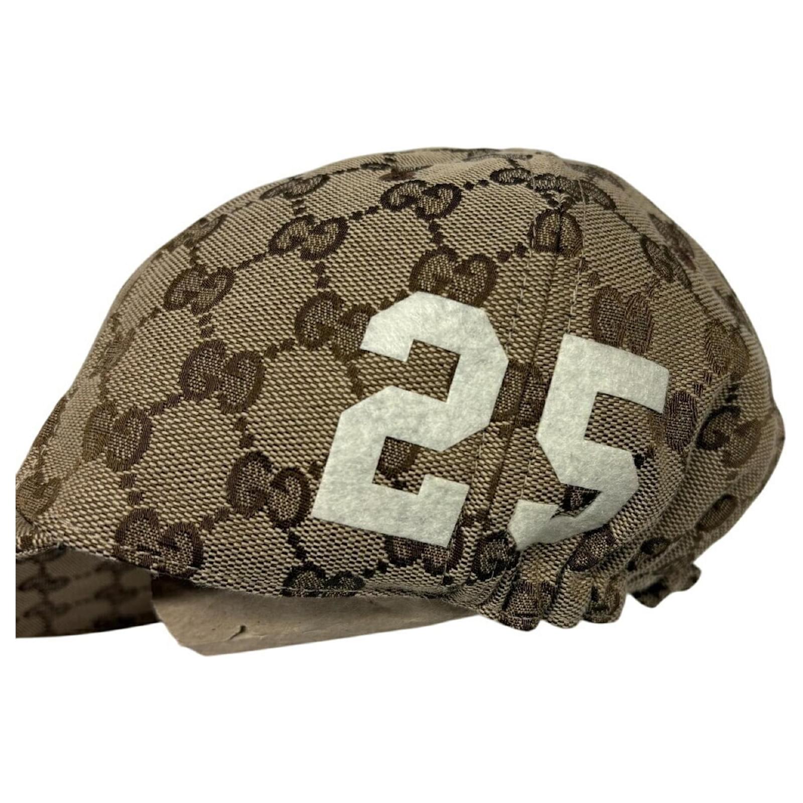 Gucci 751400 25 GG Canvas Cap Brown Cloth ref.2127719 - Joli Closet