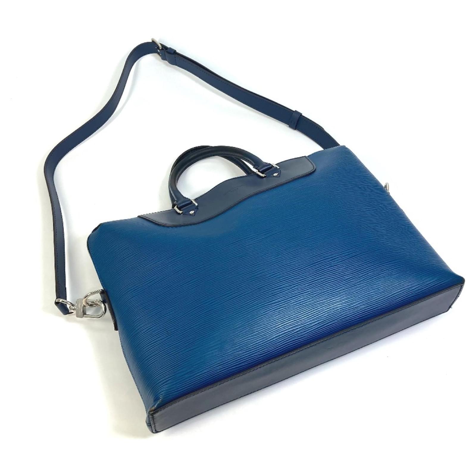 Louis Vuitton Porte Documents Voyage Blue Leather  ref.2130800