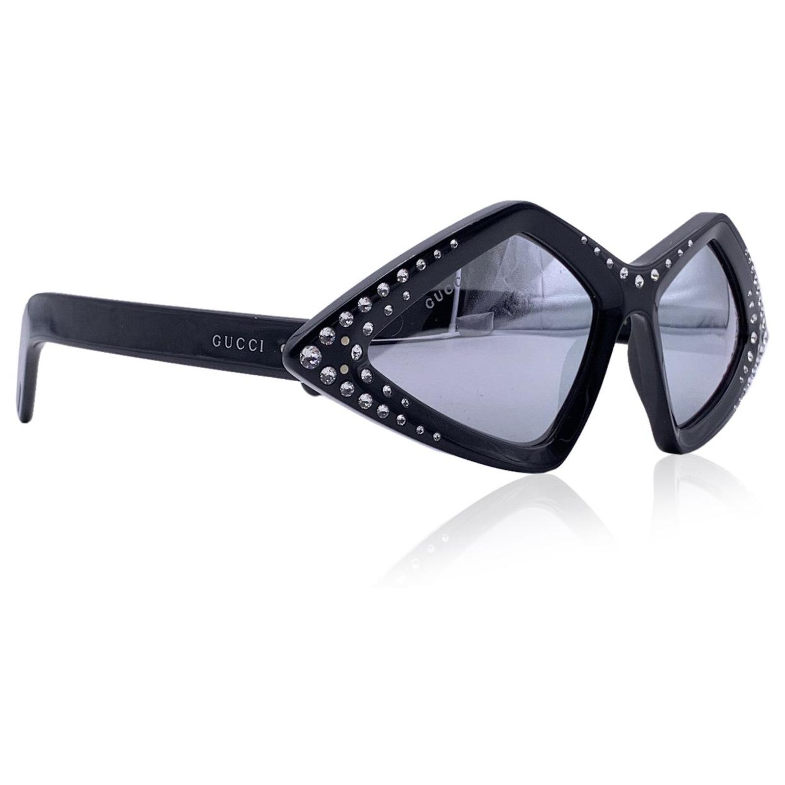 GUCCI Hollywood Black Swarovski Crystal Diamond Fashion Sunglasses GG0496S 004 GUCCI EYEWEAR diamond frame sunglasses main image 4