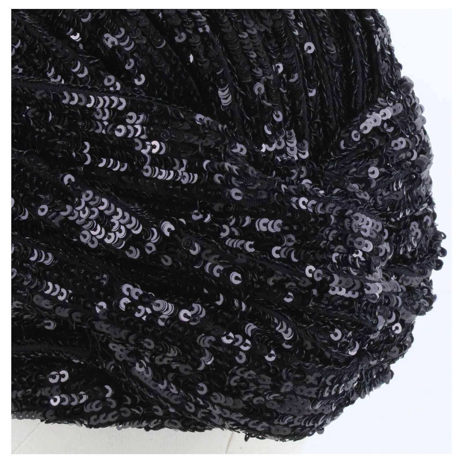 Saint Laurent Sequinned Turban Black Polyamide ref.2131447  display picture 2