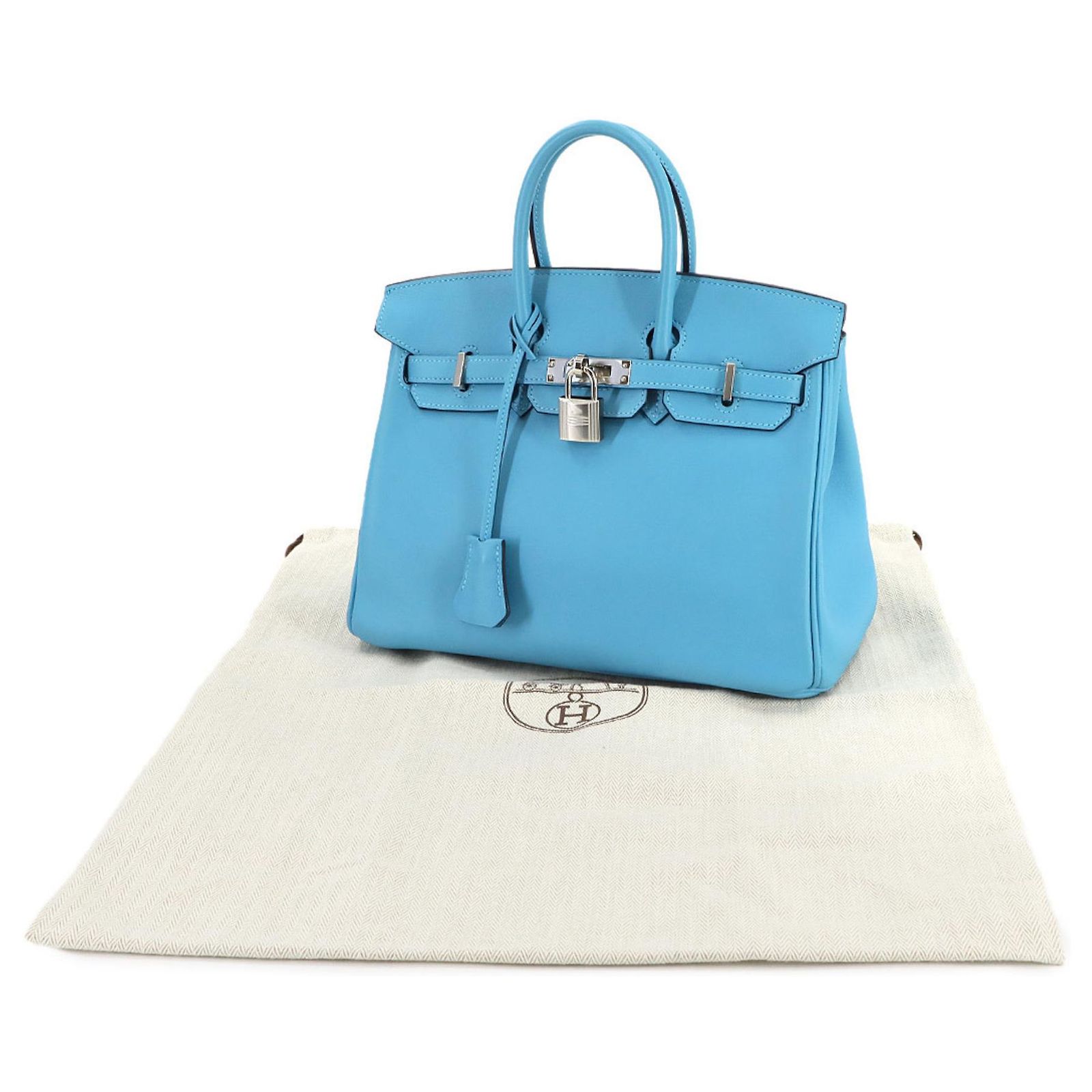 Hermès Hermes Birkin 25 Handbag in Swift Bleu du Nord Blue Leather ref ...