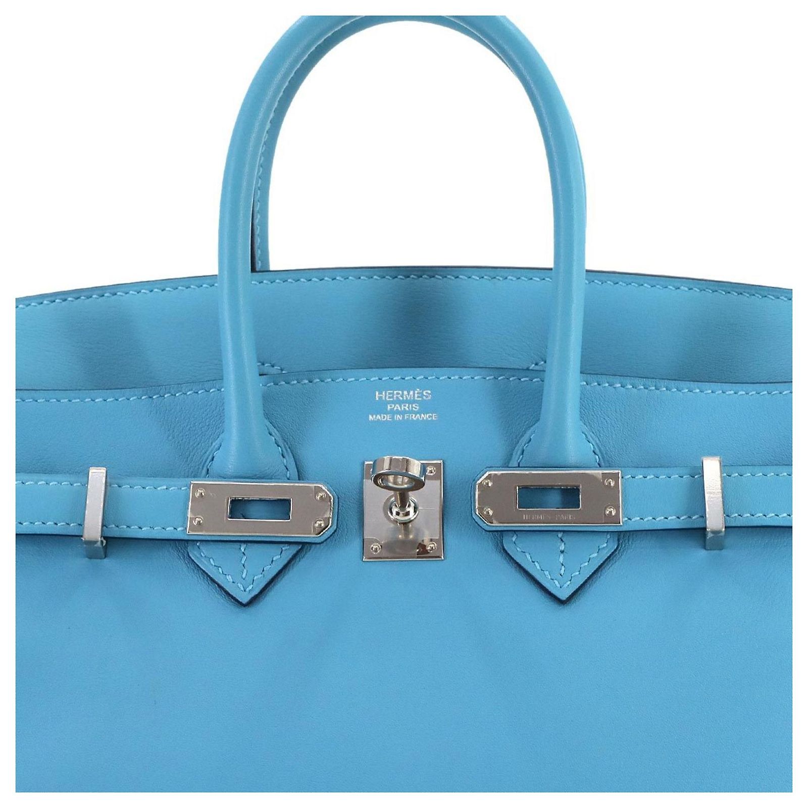 Hermès Hermes Birkin 25 Handbag in Swift Bleu du Nord Blue Leather ref ...