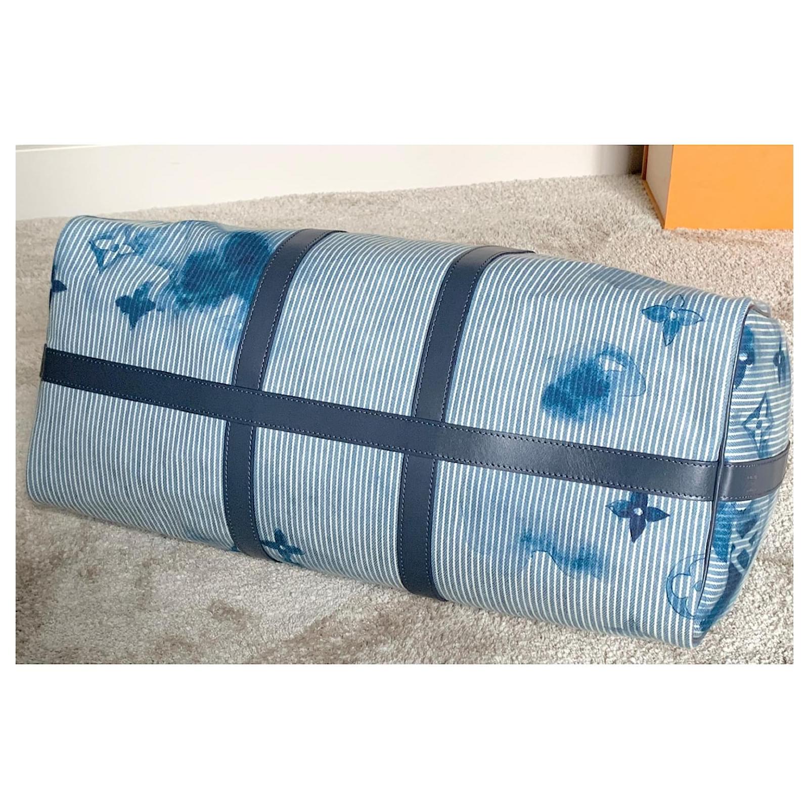 Louis Vuitton Keepall Bandoulire 50  Virgil Abloh Collection, Limited Edition 2021 Light blue Cotton  ref.2135386