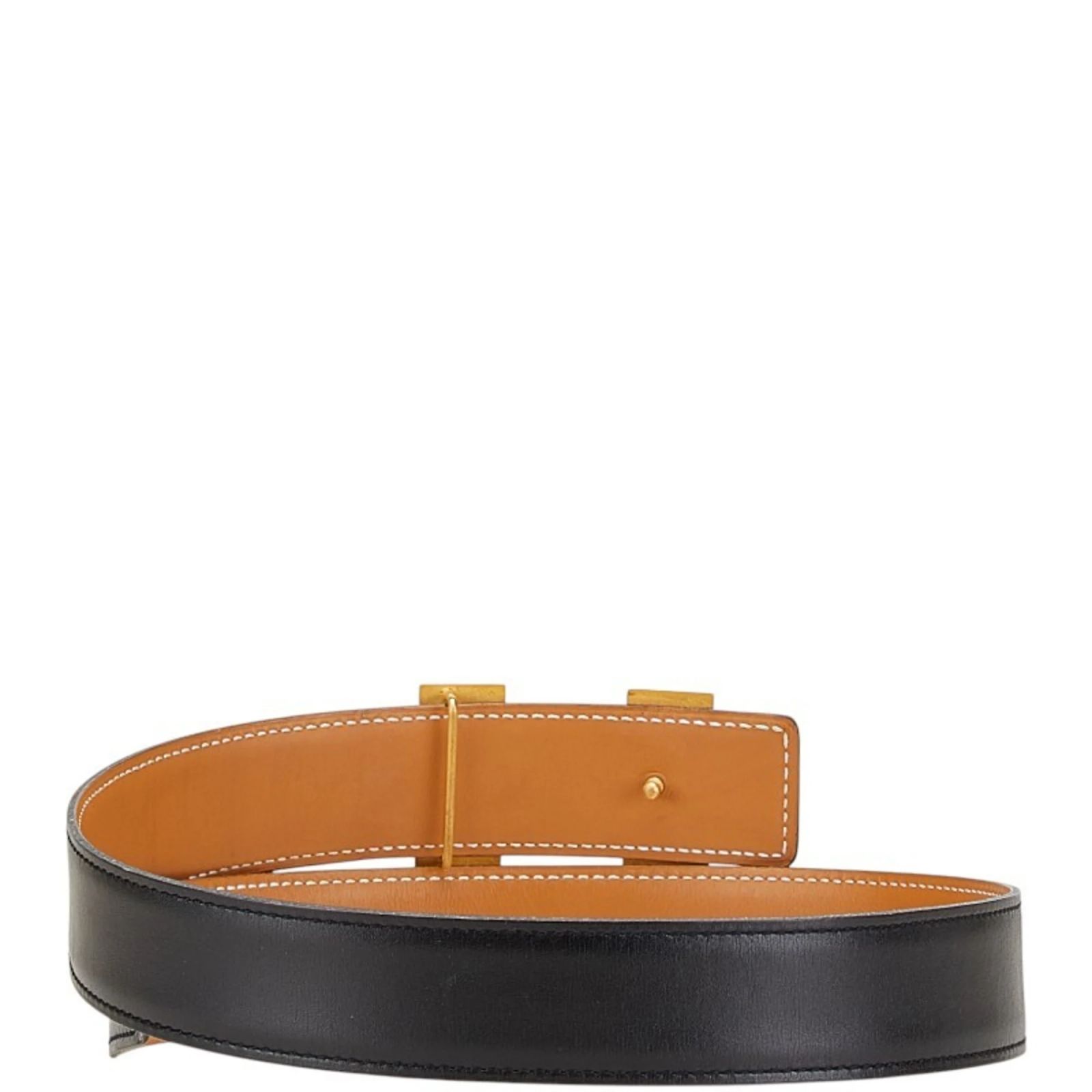 Hermes Buckle Gold Golden Constance Belt HERMES Unisex Constance Reversible Leather Belt with Gold  main image 2