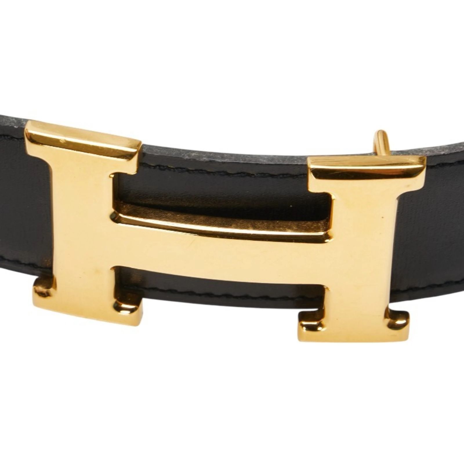 Hermes H Buckle Constance Belt 65 Black Box Calf Plated Women\'s HERMES HERMES H Logo Constance Reversible Buckle Belt Leather Black  main image 2
