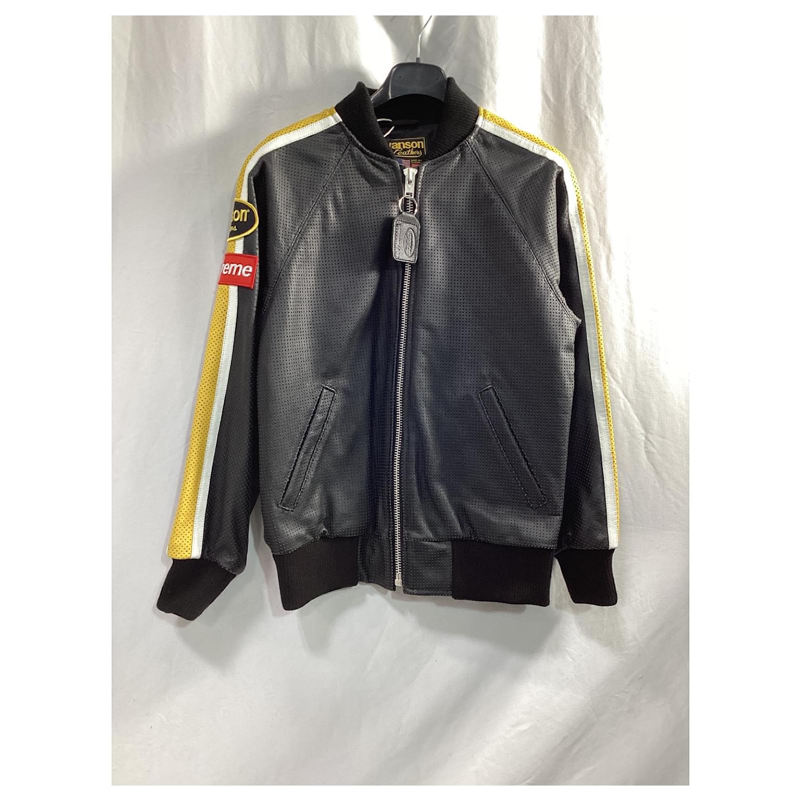 Supreme x Vanson Perforated Bomber Jacket in Black Leather ref