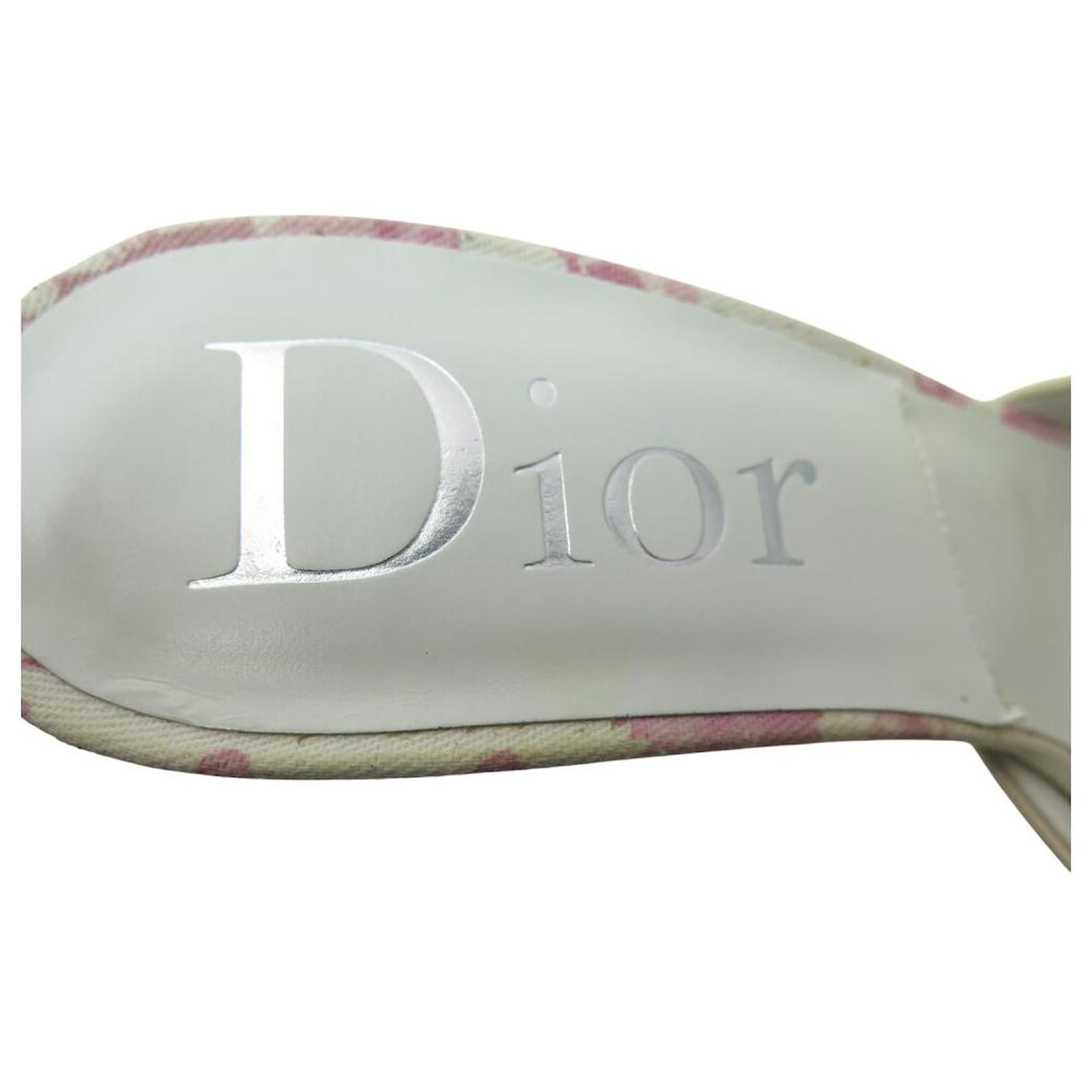CHRISTIAN DIOR OBLIQUE CANVAS 38 LOGO FLOWER SANDALS MULES