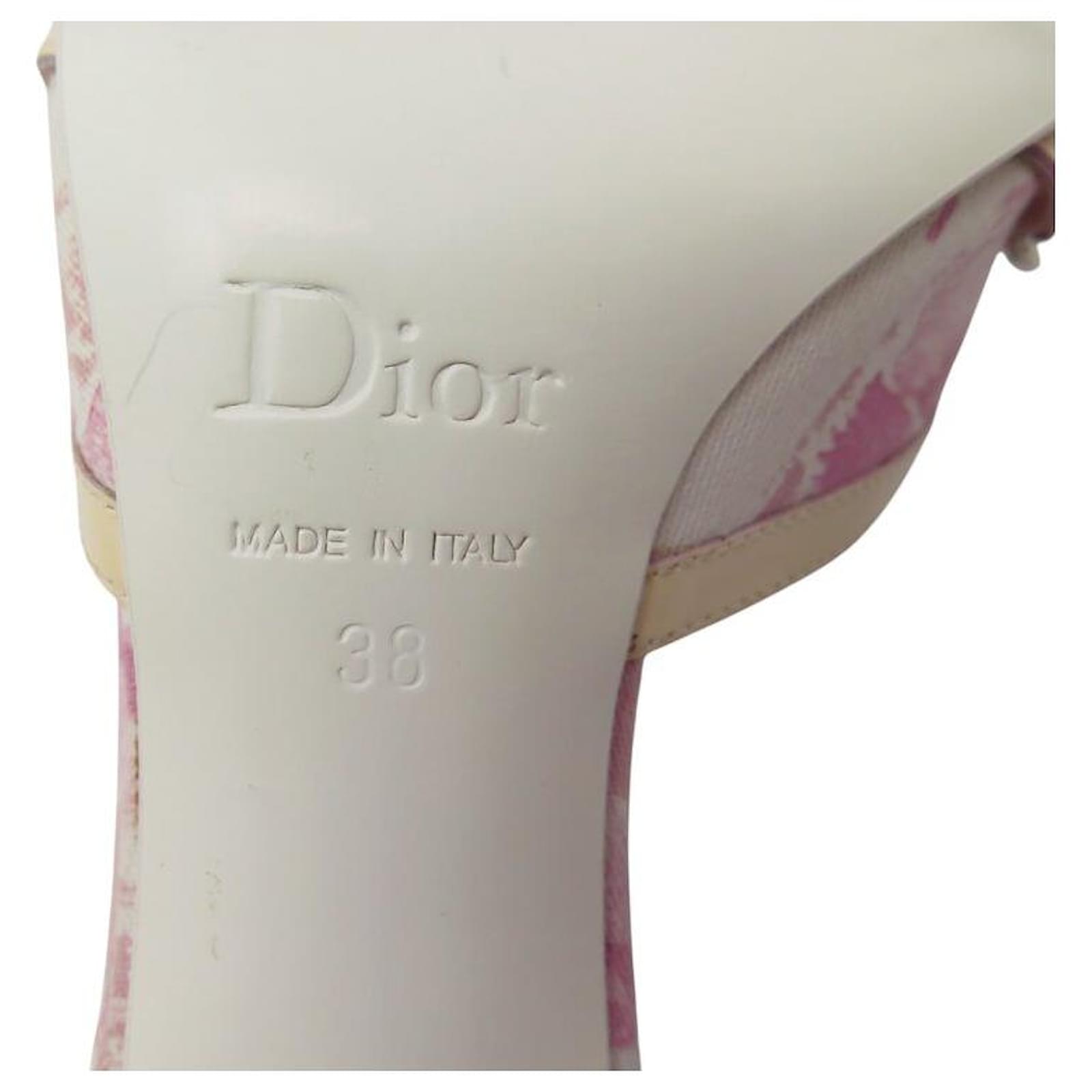 CHRISTIAN DIOR OBLIQUE CANVAS 38 LOGO FLOWER SANDALS MULES