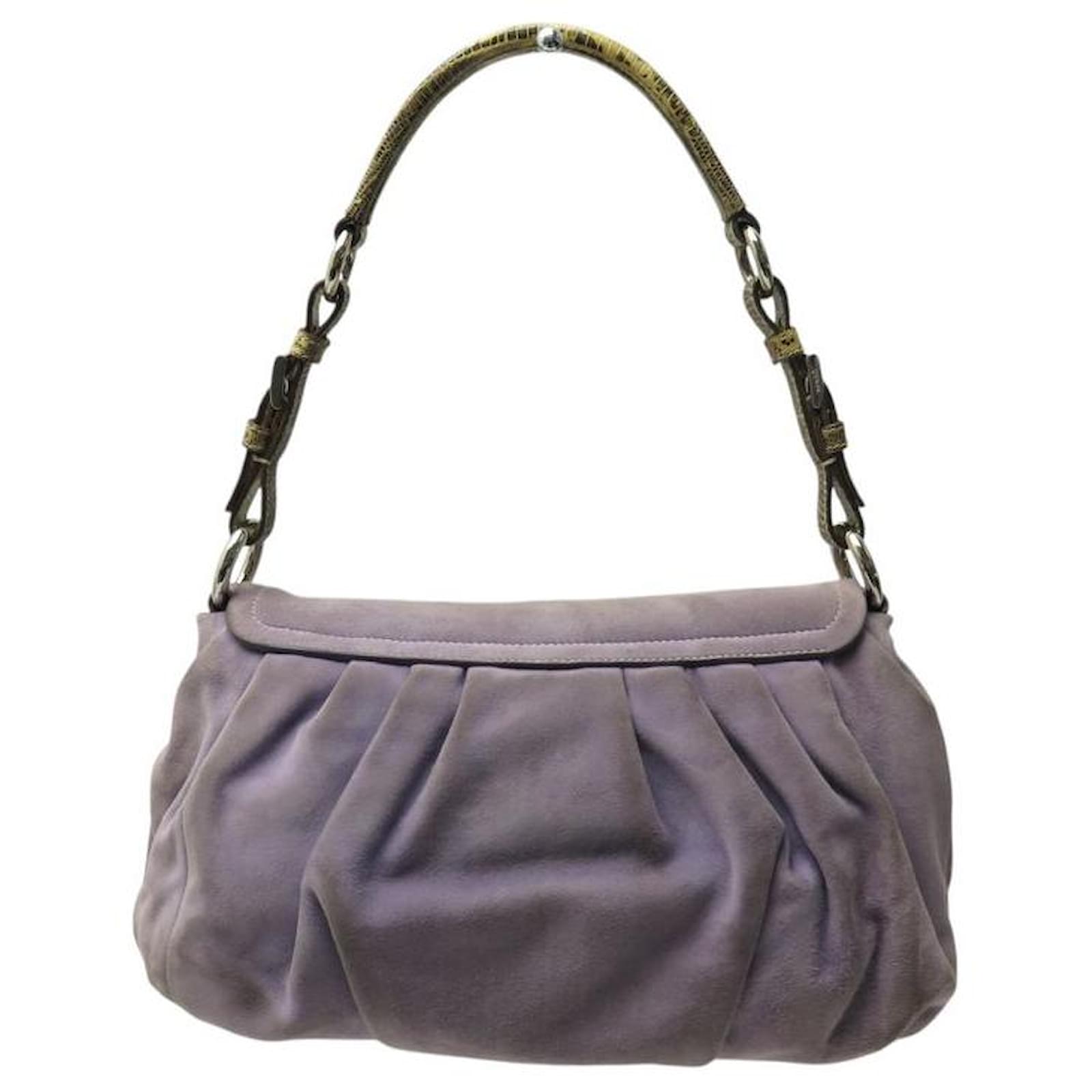 VINTAGE PRADA BR2759 SHOULDER BAG LILA SUEDE AND PYTHON 2004