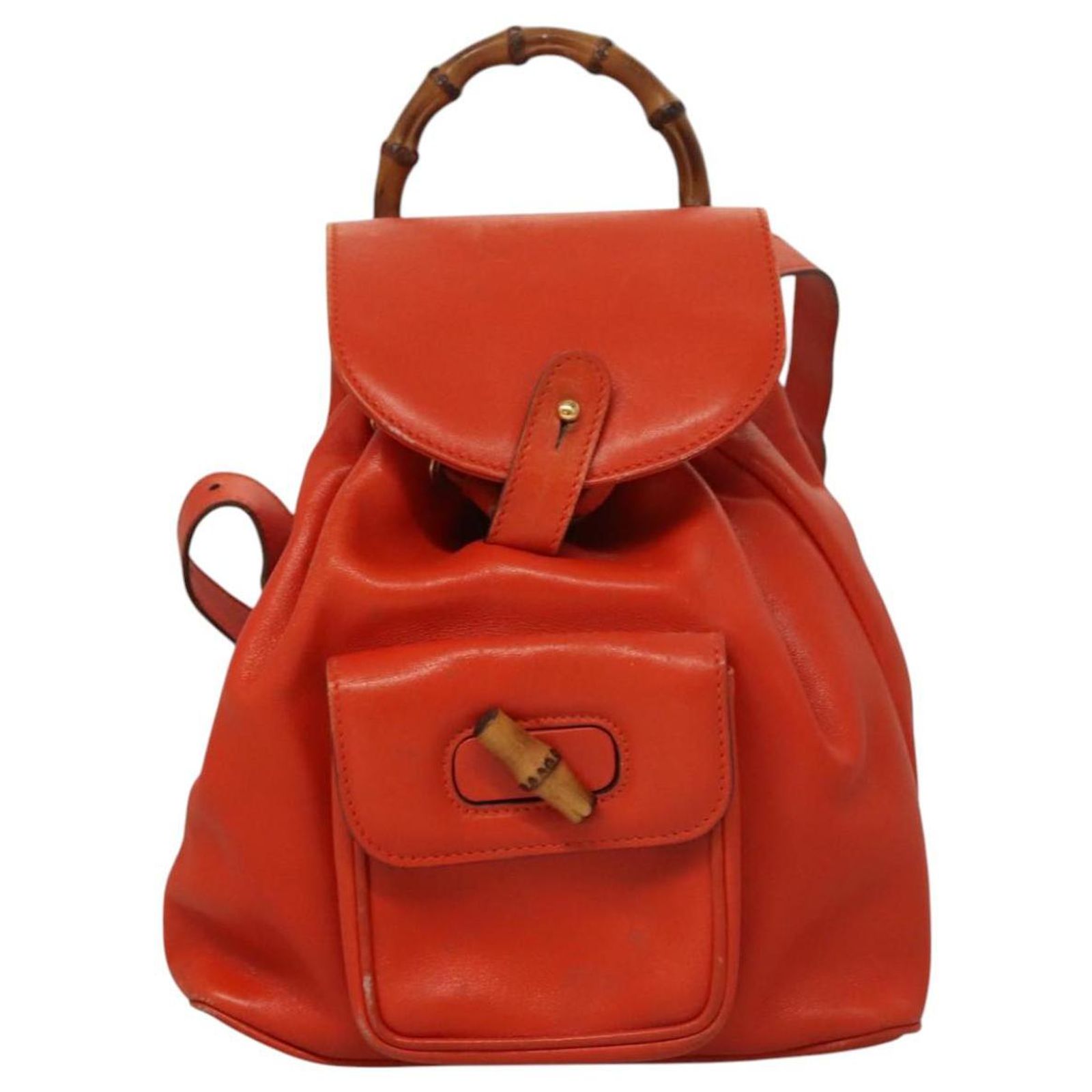 GUCCI Bamboo Backpack Leather White Gold 003 2058 0030 Auth BA7971 Bamboo leather backpack Gucci White in Leather - 41564026 main image 4