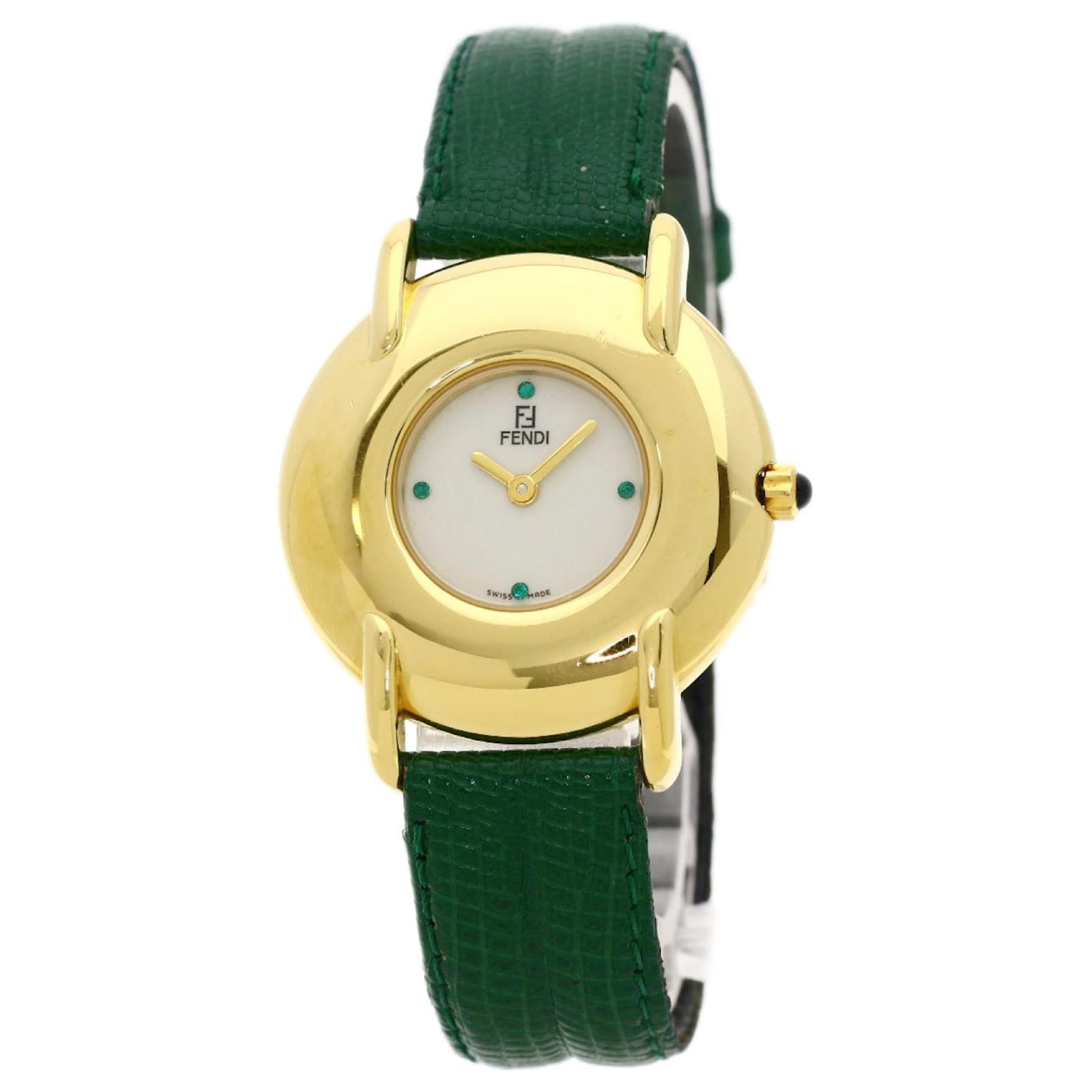 Fendi 400J Gold Plated Leather Wristwatch Joli Closet