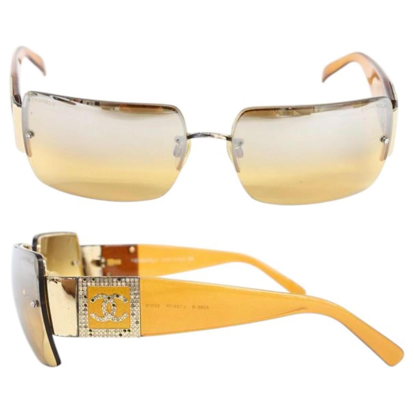 Chanel 4095-B Swarovski CC Logo Brown Sunglasses Plastic ref