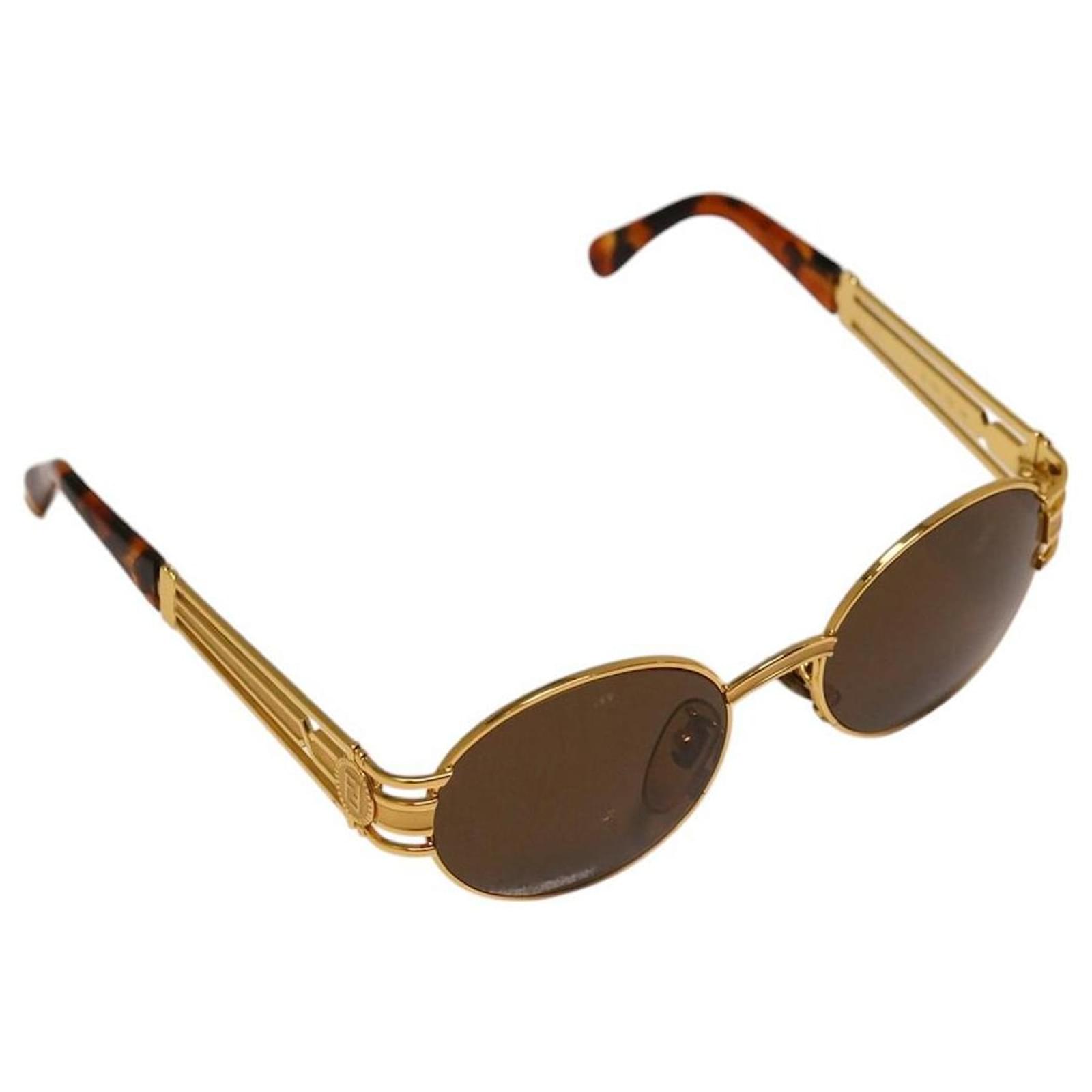 Fendi Gold Frame Logo Sunglasses SL 7031 Golden Plastic ref