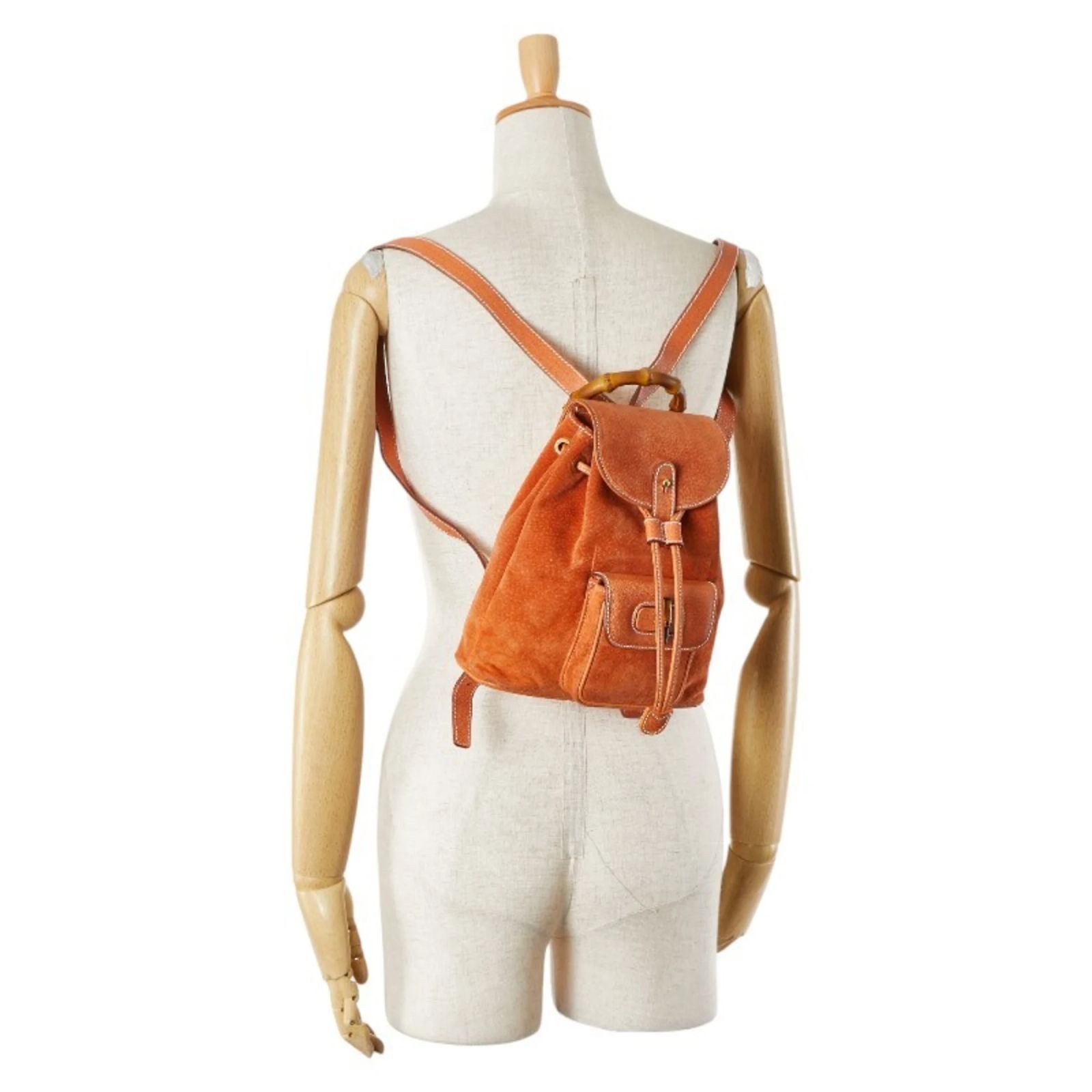 Gucci Bamboo Backpack in Orange Suede and Leather ref  display picture 1