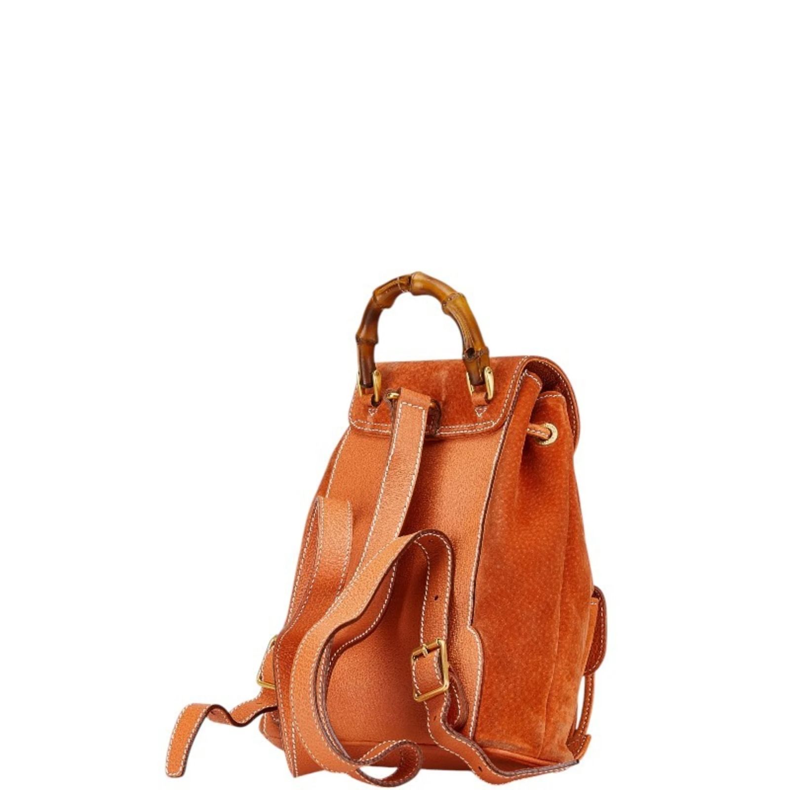 Gucci Bamboo Backpack in Orange Suede and Leather ref 