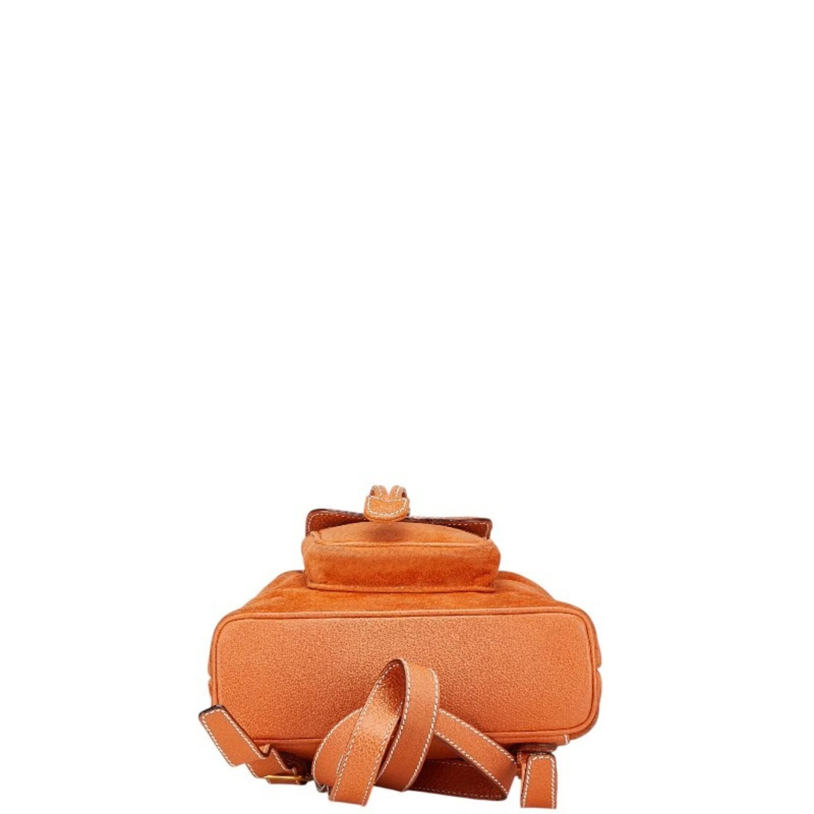GUCCI Bamboo Backpack Suede Orange Gold Auth 169373 Gucci Bamboo Backpack in Orange Suede and Leather ref  main image 4