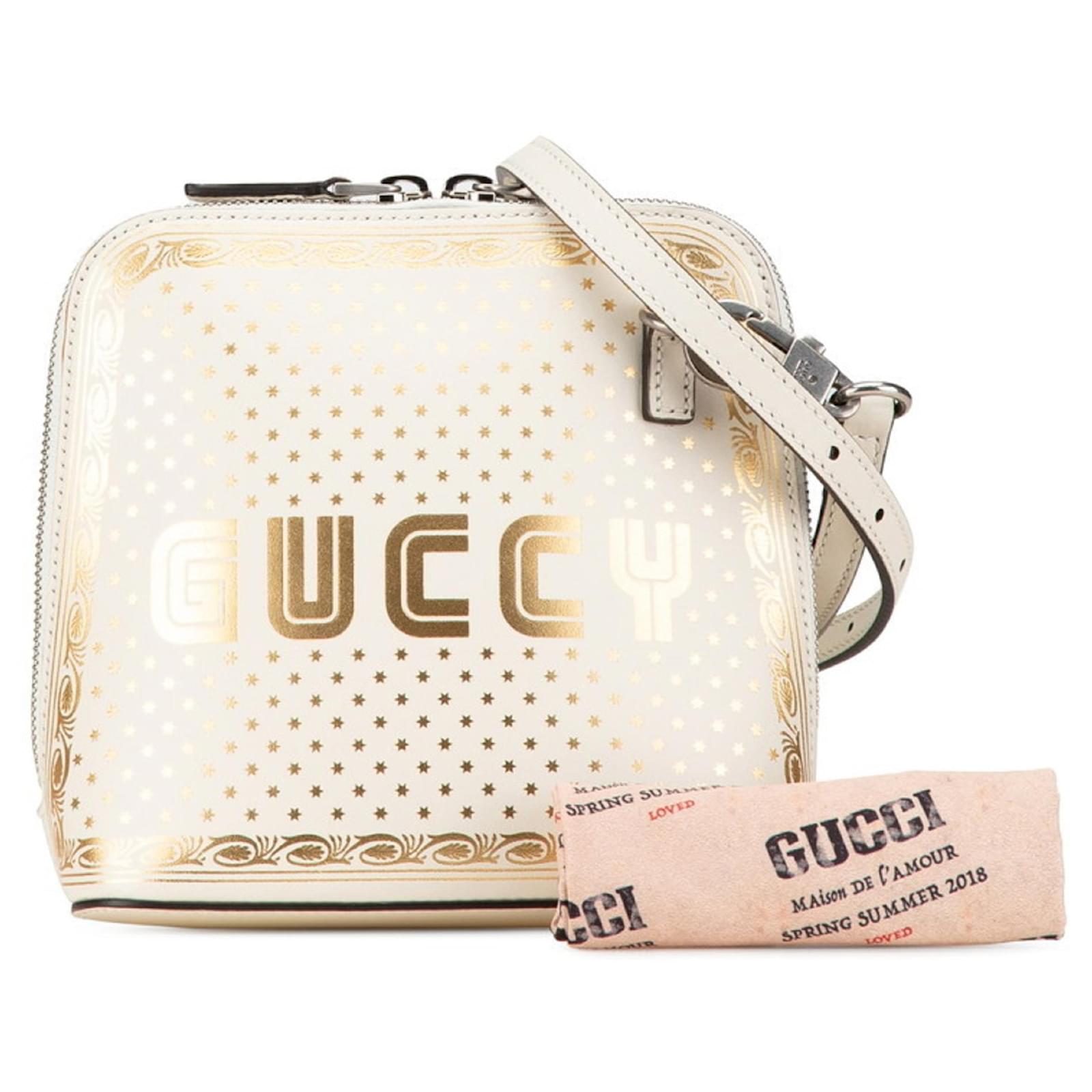 Gucci Sac à bandoulière mini imprimé GUCCY SEGA Cuir Blanc Doré - Main Image