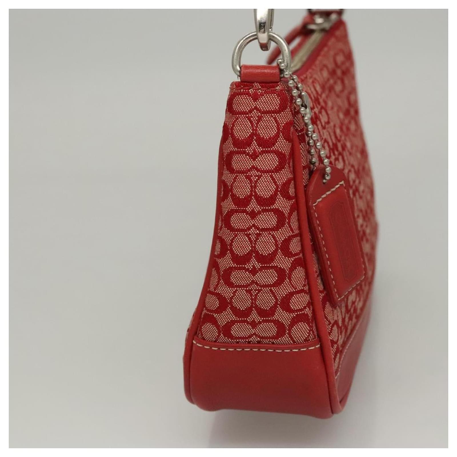 Coach Signature Accessory Pouch Canvas Red Auth yk17734 (Sold
