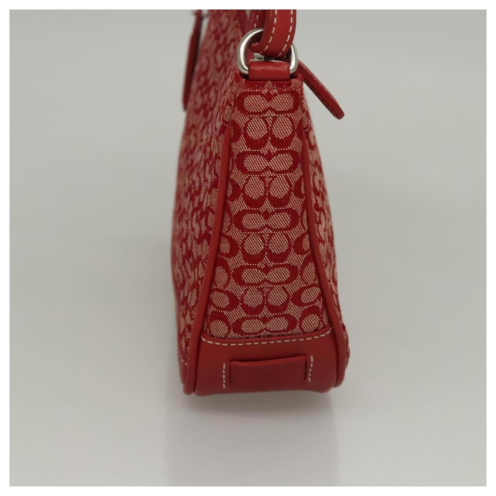 Coach Signature Accessory Pouch Canvas Red Auth yk17734 (Sold