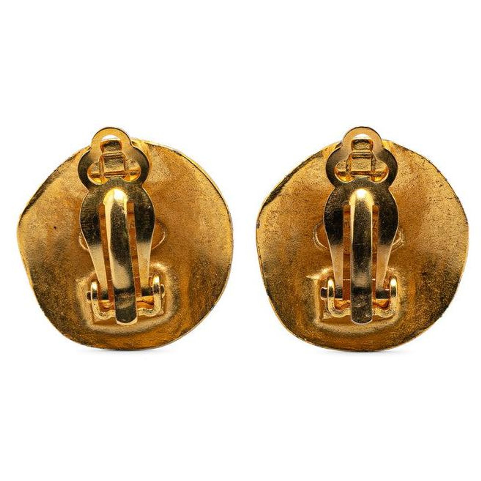 Chanel Gold Plated Coco Mark Round Vintage Earrings 95A  display picture 2