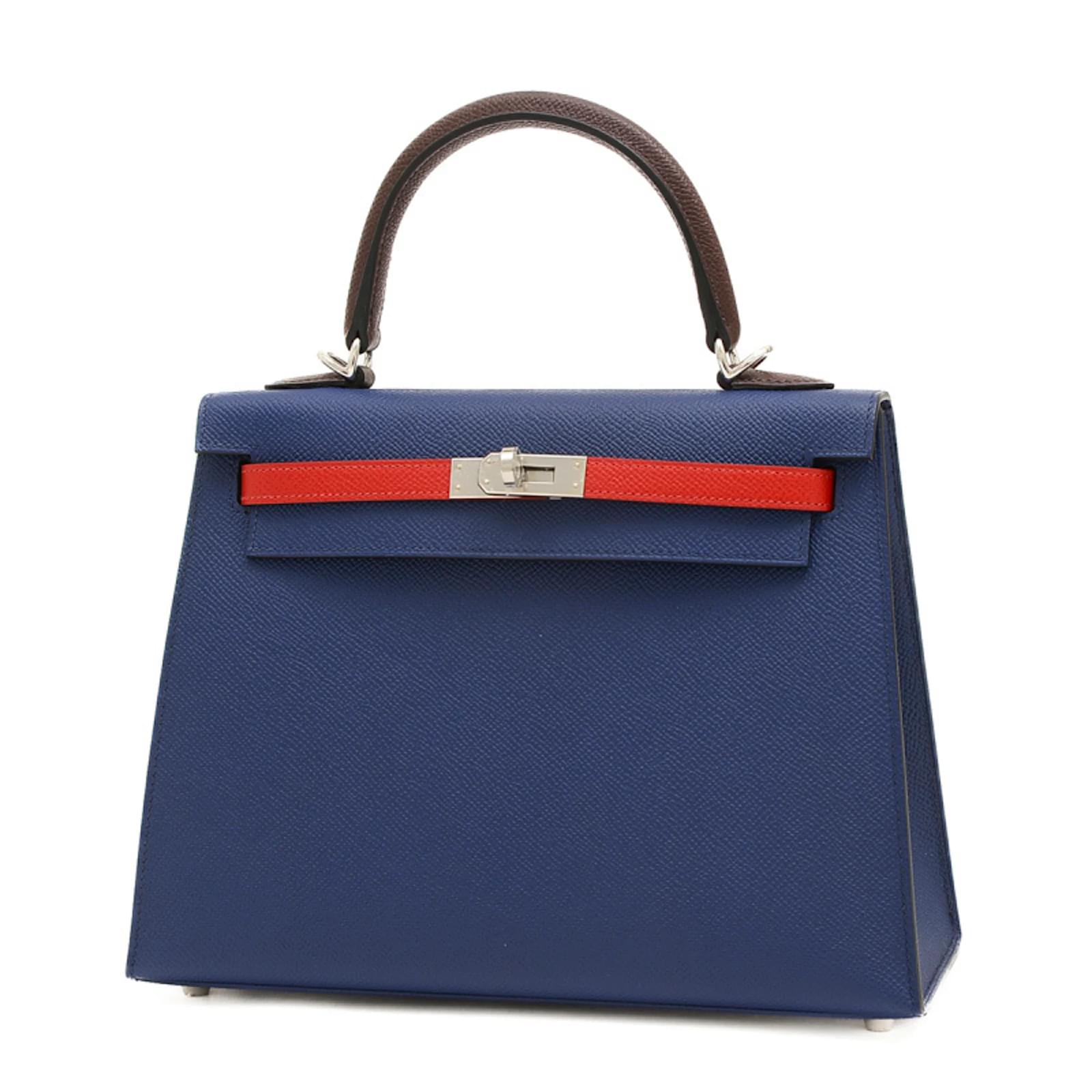 Hermès Hermes Kelly 25 Handtasche Rot Blau Leder