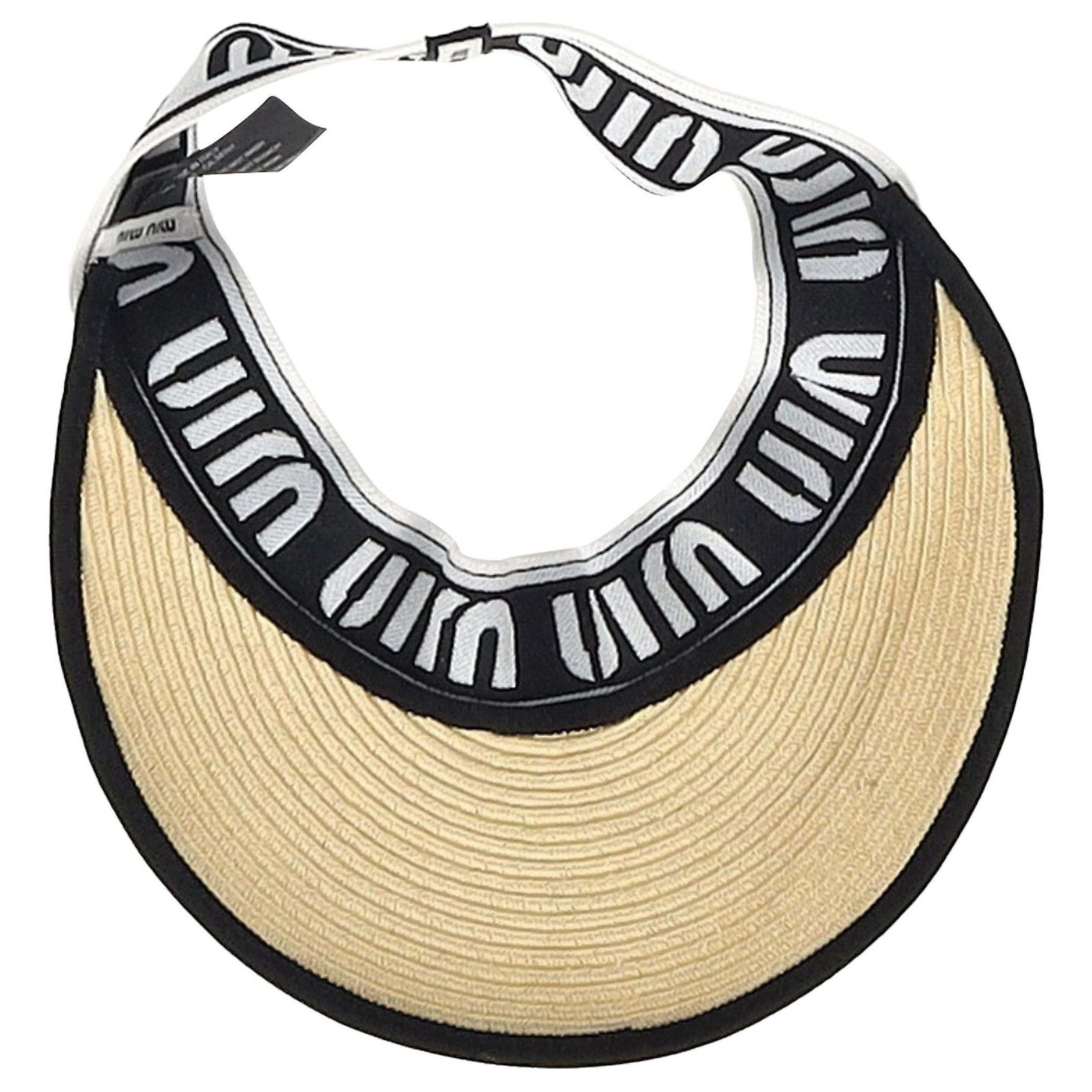 Miu Miu Logo Band Visor Hat in Beige Straw ref.JC2155140 