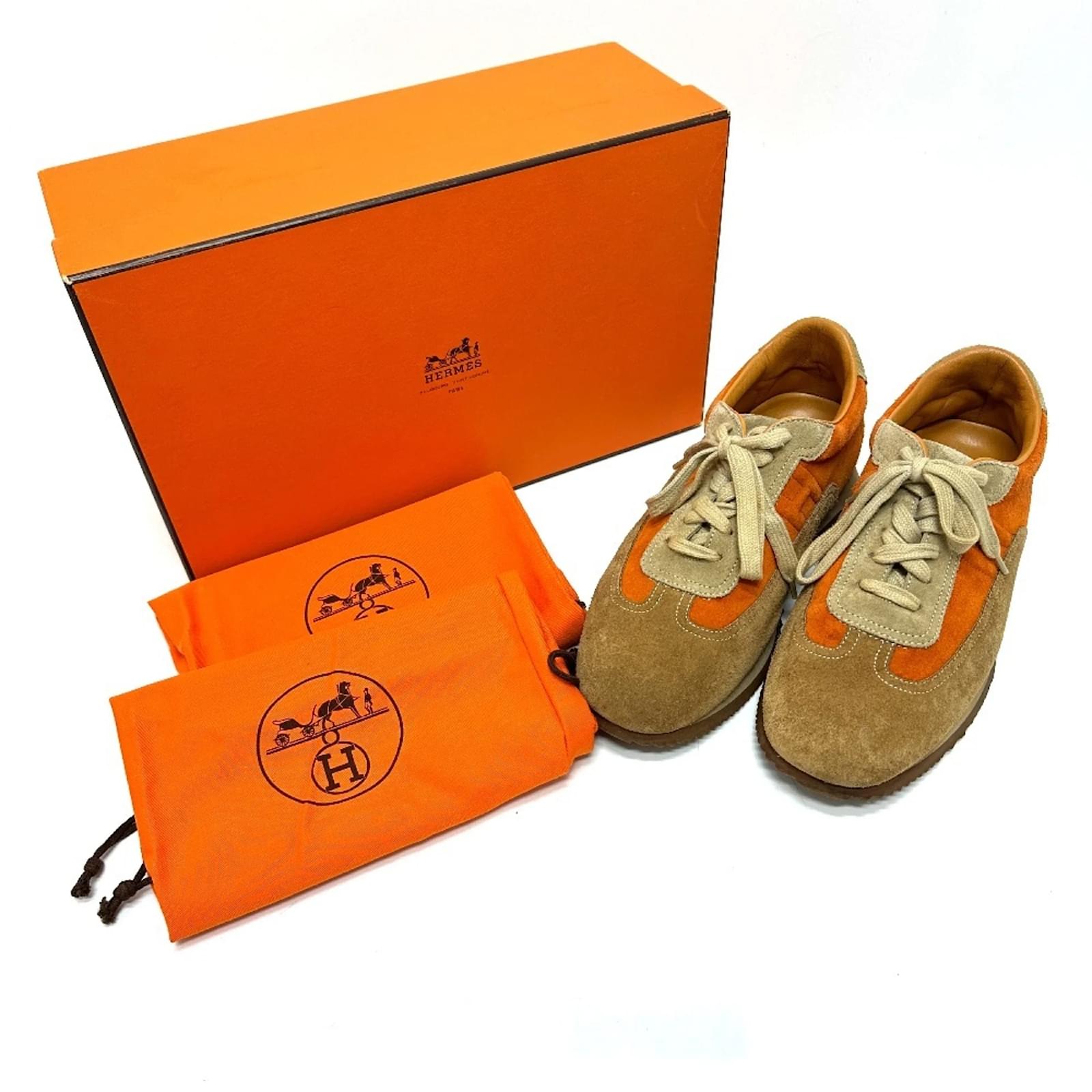 Hermès Hermes Quick Sneakers in Brown and Orange ref.JC2155444