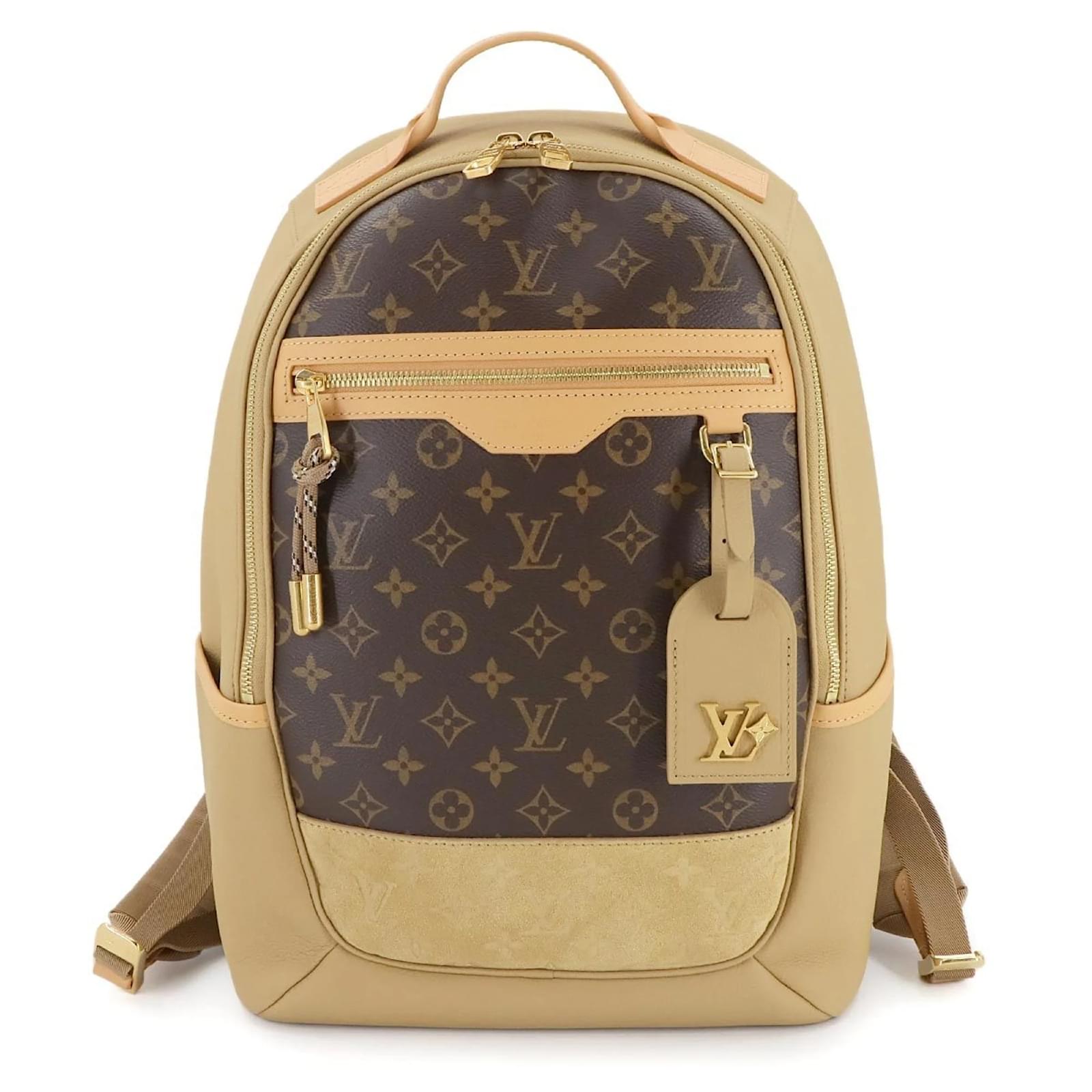 Louis Vuitton リュック ダークブラウン/ベージュ Louis Vuitton Monogram Outdoor Backpack Brown Beige Leather Patent