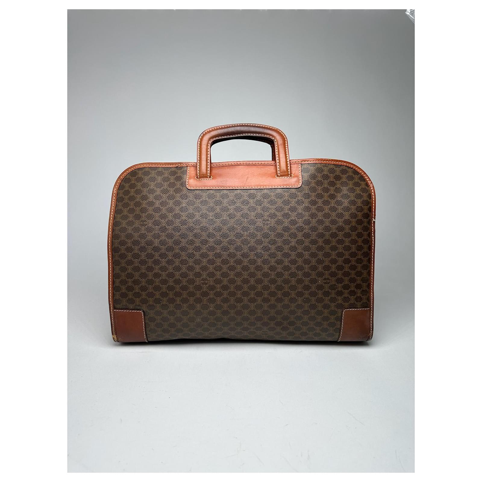 CELINE ケース ヴィンテージ Céline Vintage Celine Paris Leather monogram briefcase brown ref