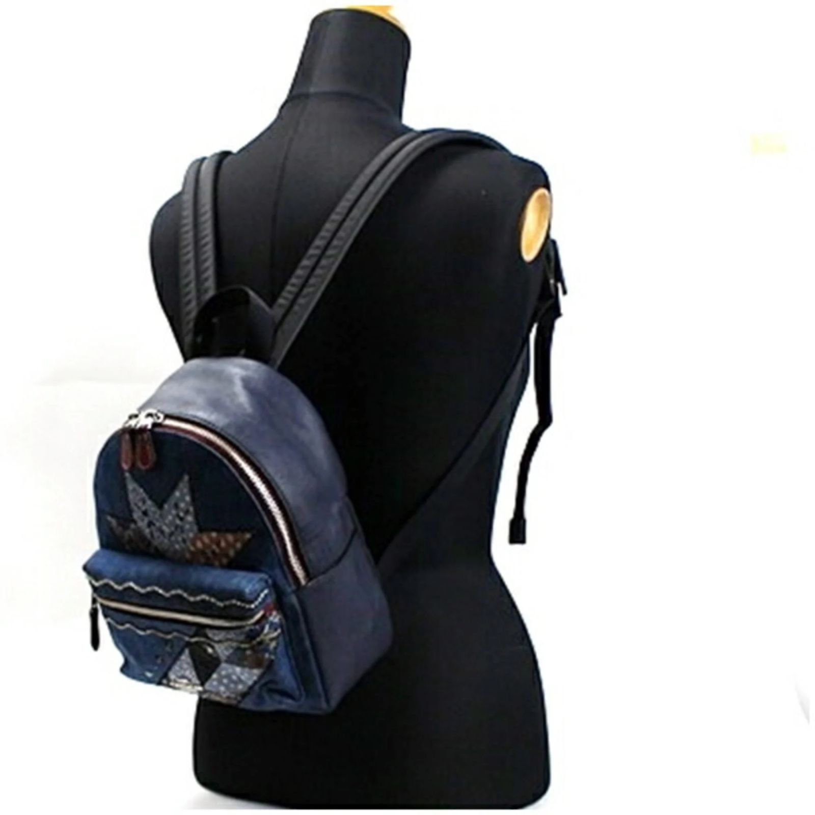 Coach Black and Blue Patchwork Backpack Coach COACH Bag Navy Black Patchwork Quilted Leather Mini  main image 2