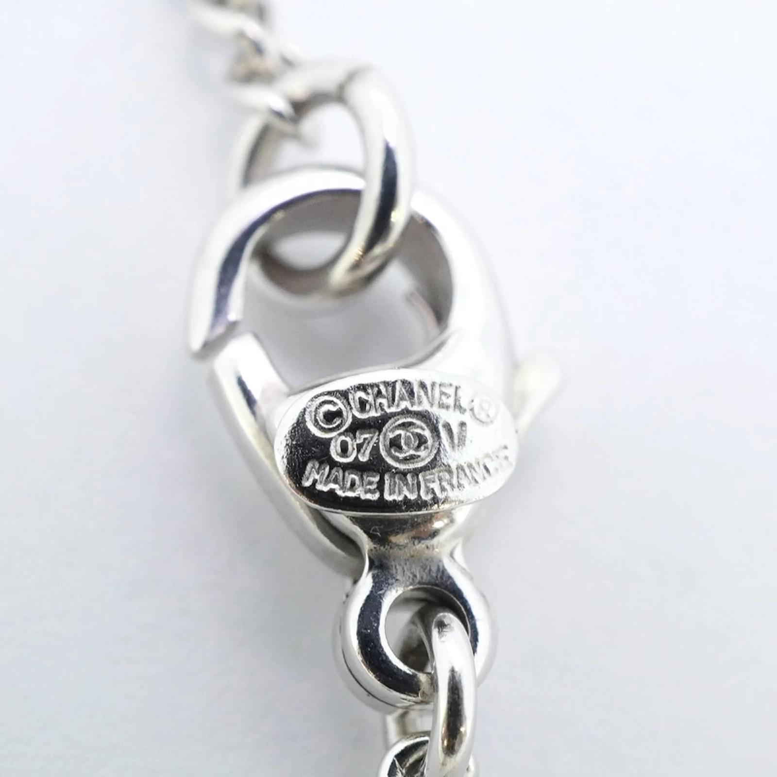 sterling silver 925 coco ロゴ トップ chanel Chanel Silver Necklace with Coco Mark Silvery Metal ref.JC2170098