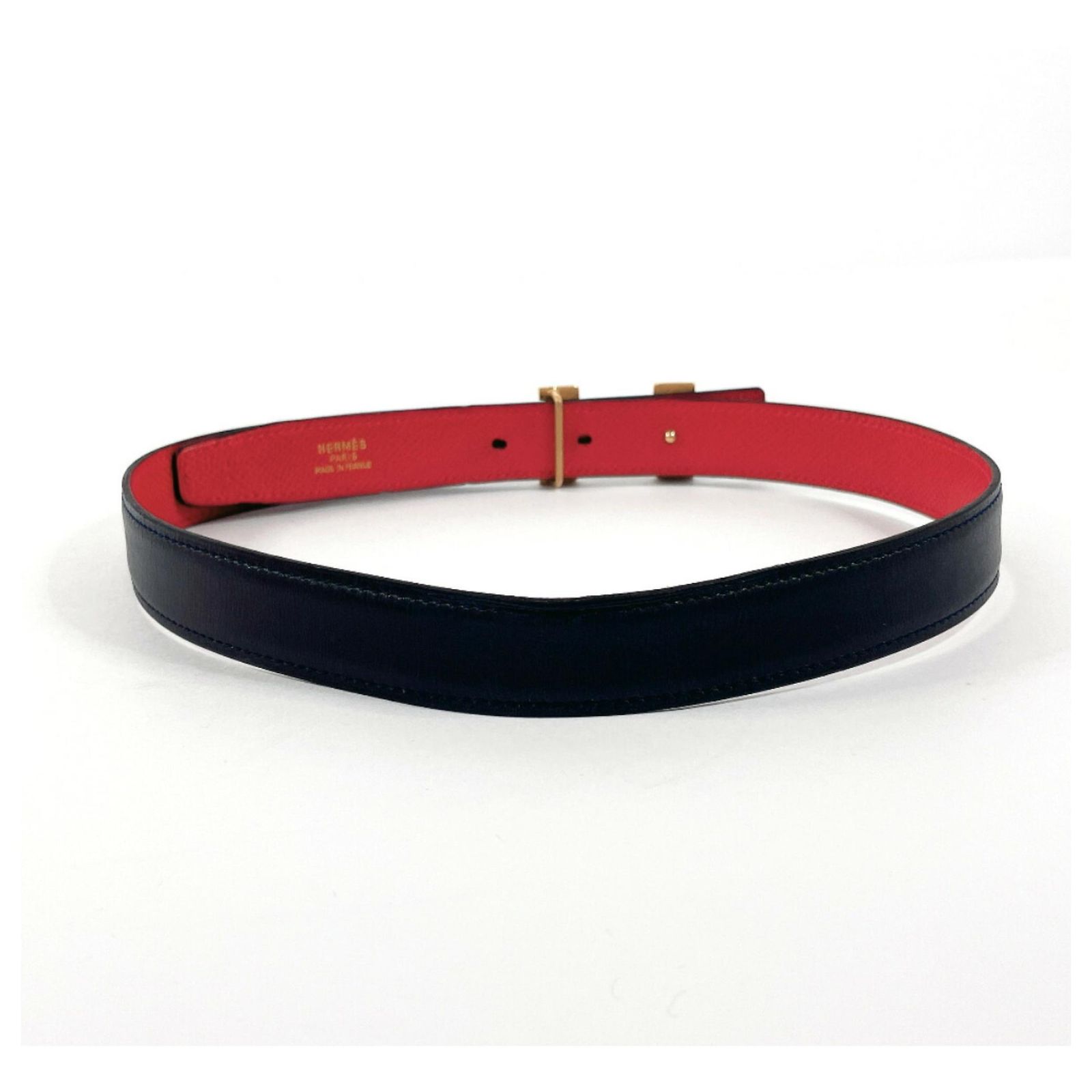 Hermès Navy and Red Square H Reversible Belt HERMES Constance H Buckle Reversible Belt Red main image 4