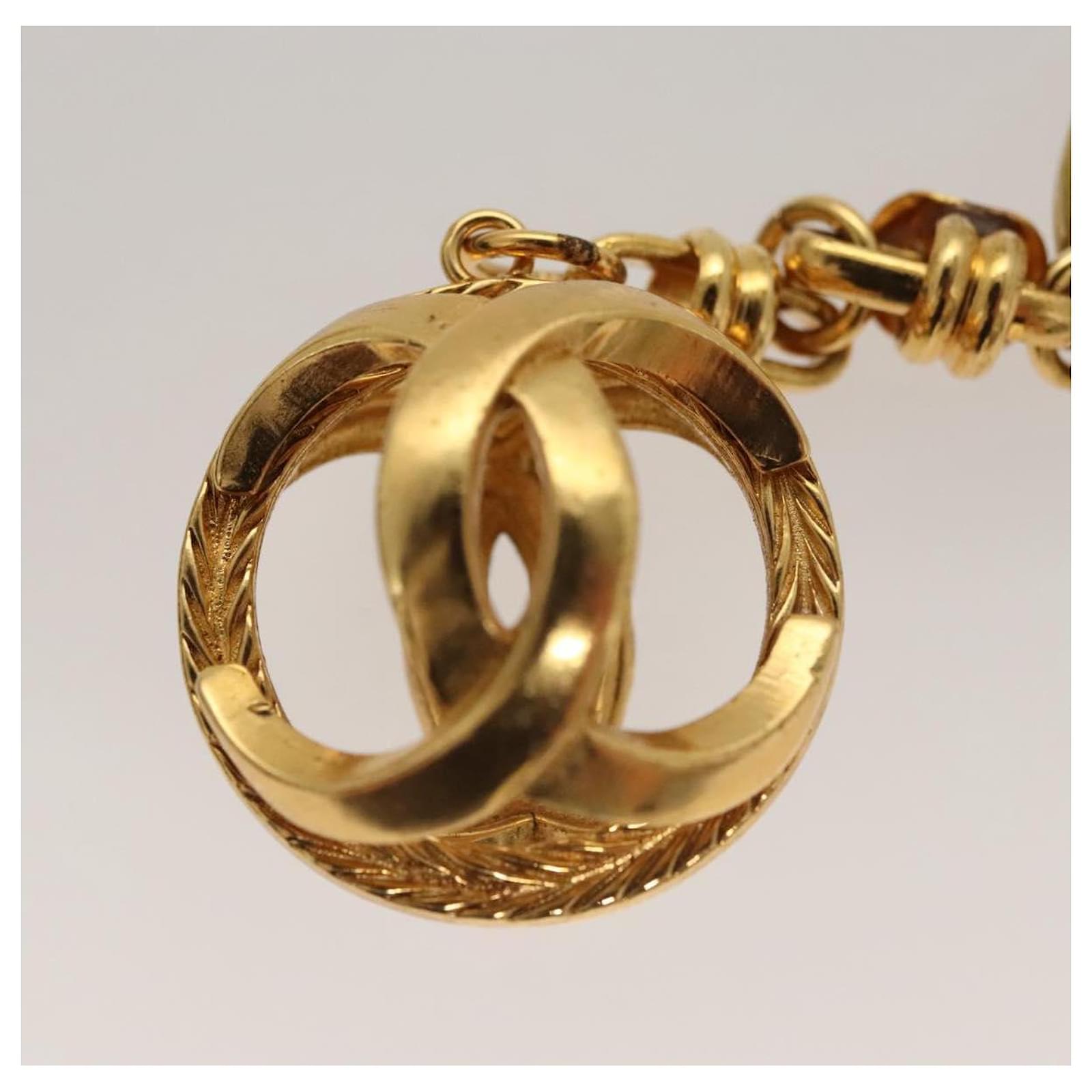 CHANEL COCO Mark Key Ring metal Gold CC Auth ar13427 Golden ref