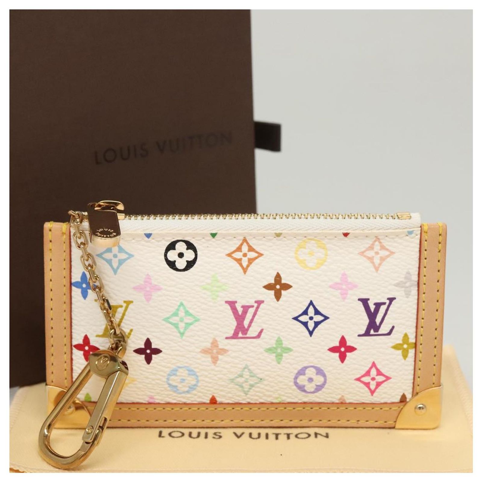 LOUIS VUITTON Monogram Multicolor Pochette Cles Purse White  display picture 1