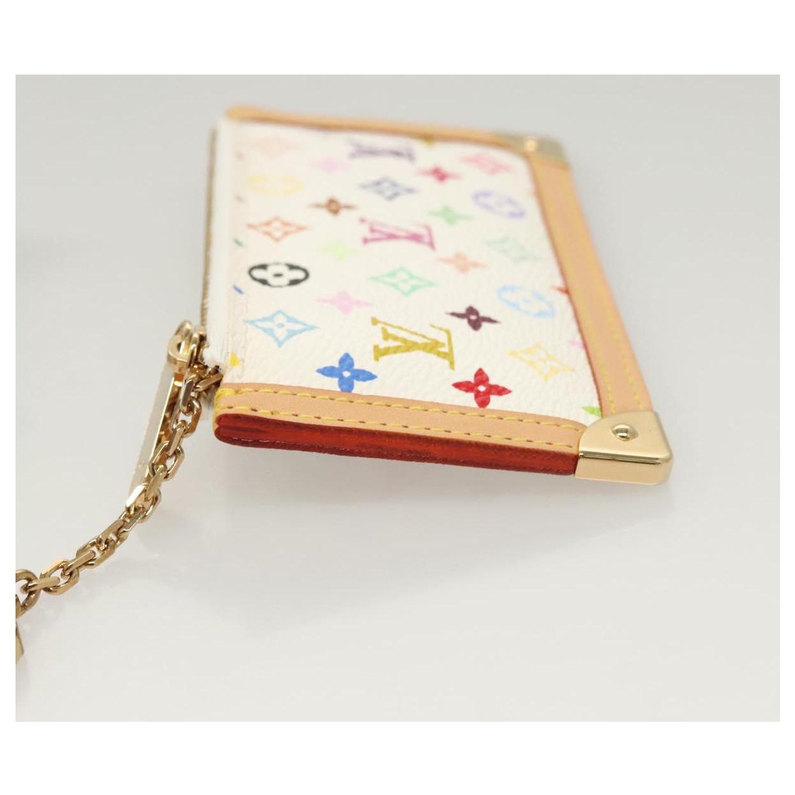 LOUIS VUITTON Monogram Multicolor Pochette Cles Purse White  display picture 1