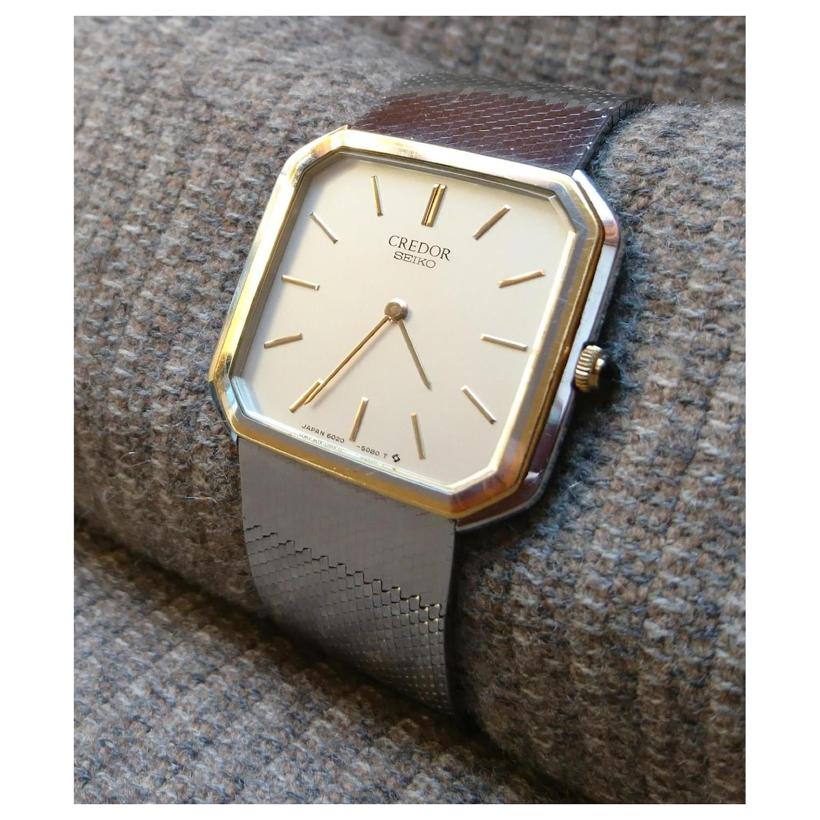 Seiko Credor 6020-5090 quartz watch Golden Metallic Eggshell Steel