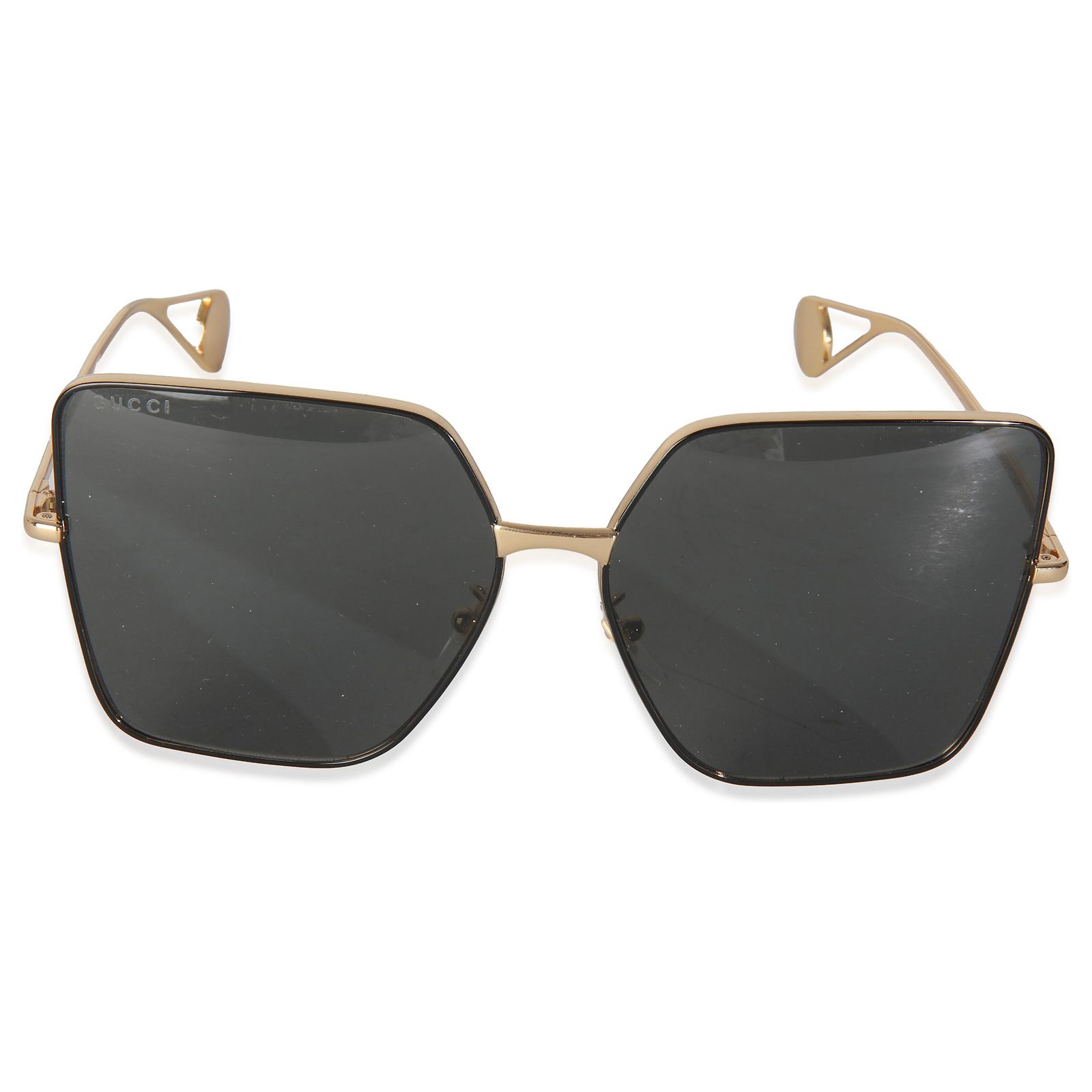 Gucci Gold Metal Oversized Square Frame Sunglasses ref  display picture 1