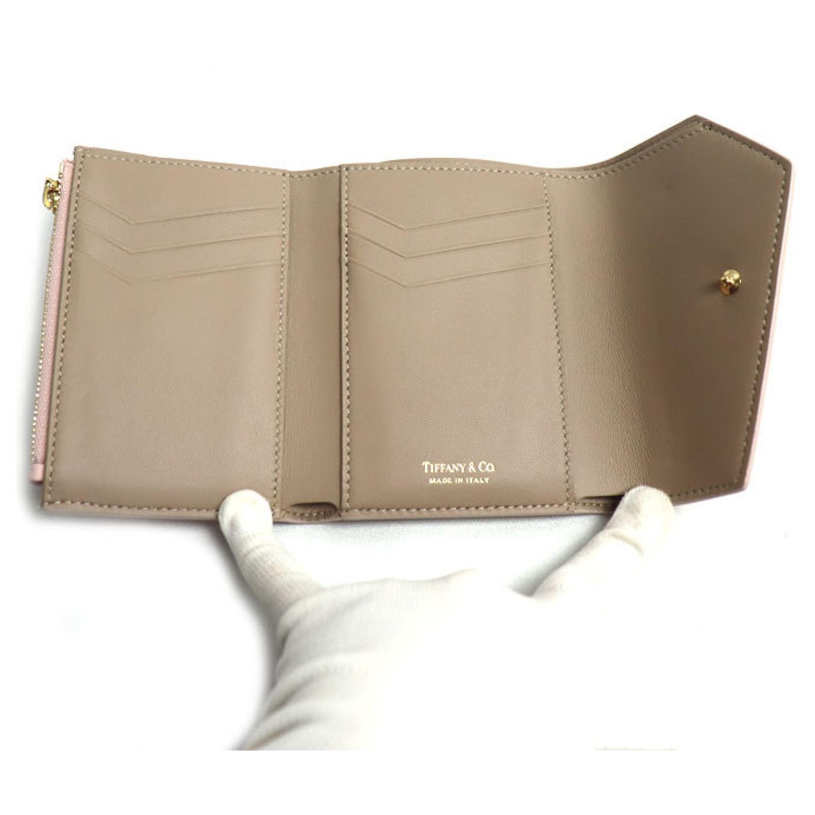 Tiffany & Co. Tri-fold Pink Wallet Leather ref.2181769 - Joli Closet